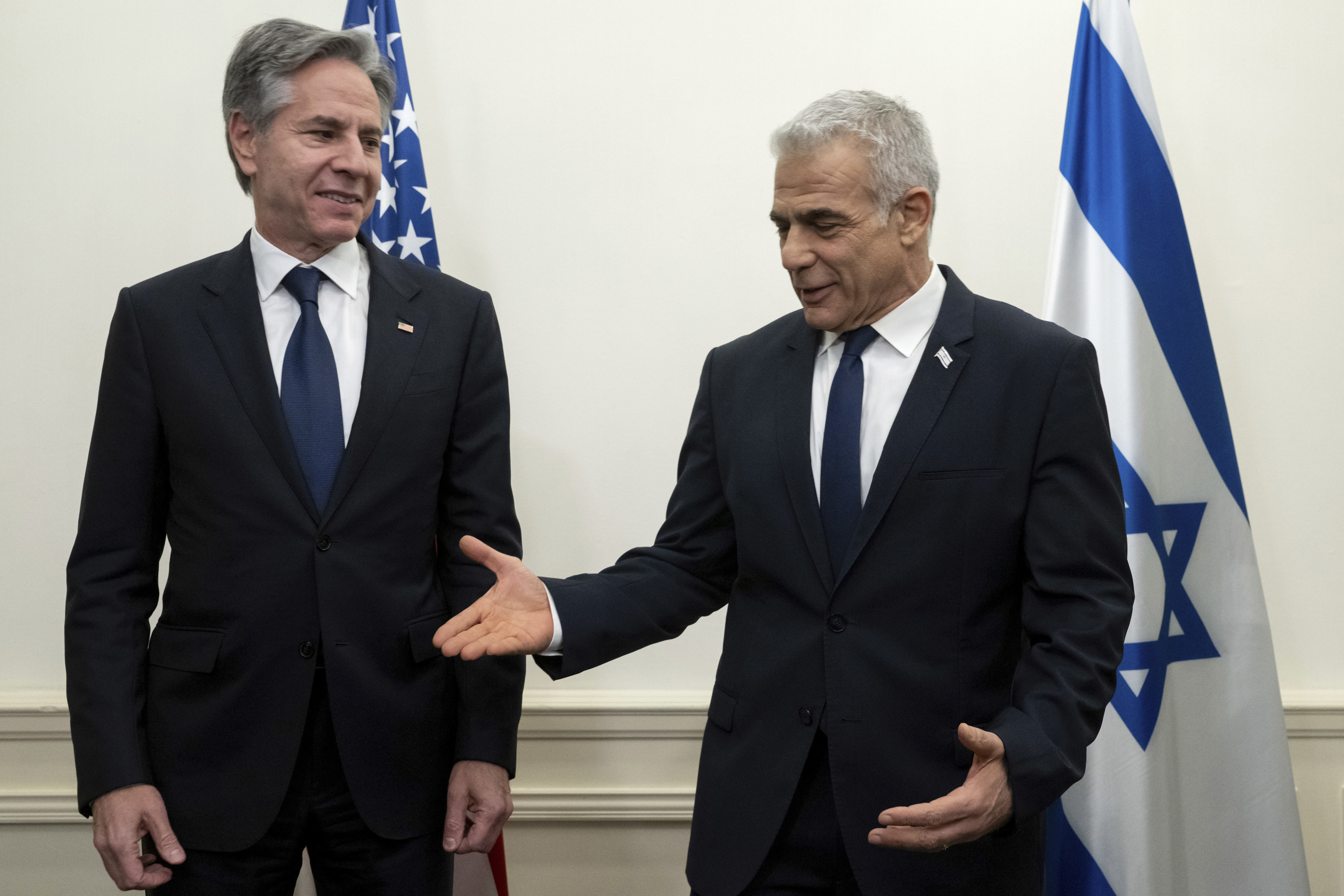 US Secretary of State Antony Blinken meets with Israeli opposition leader Yair Lapid, in Tel Aviv, Israel. Photo / AP