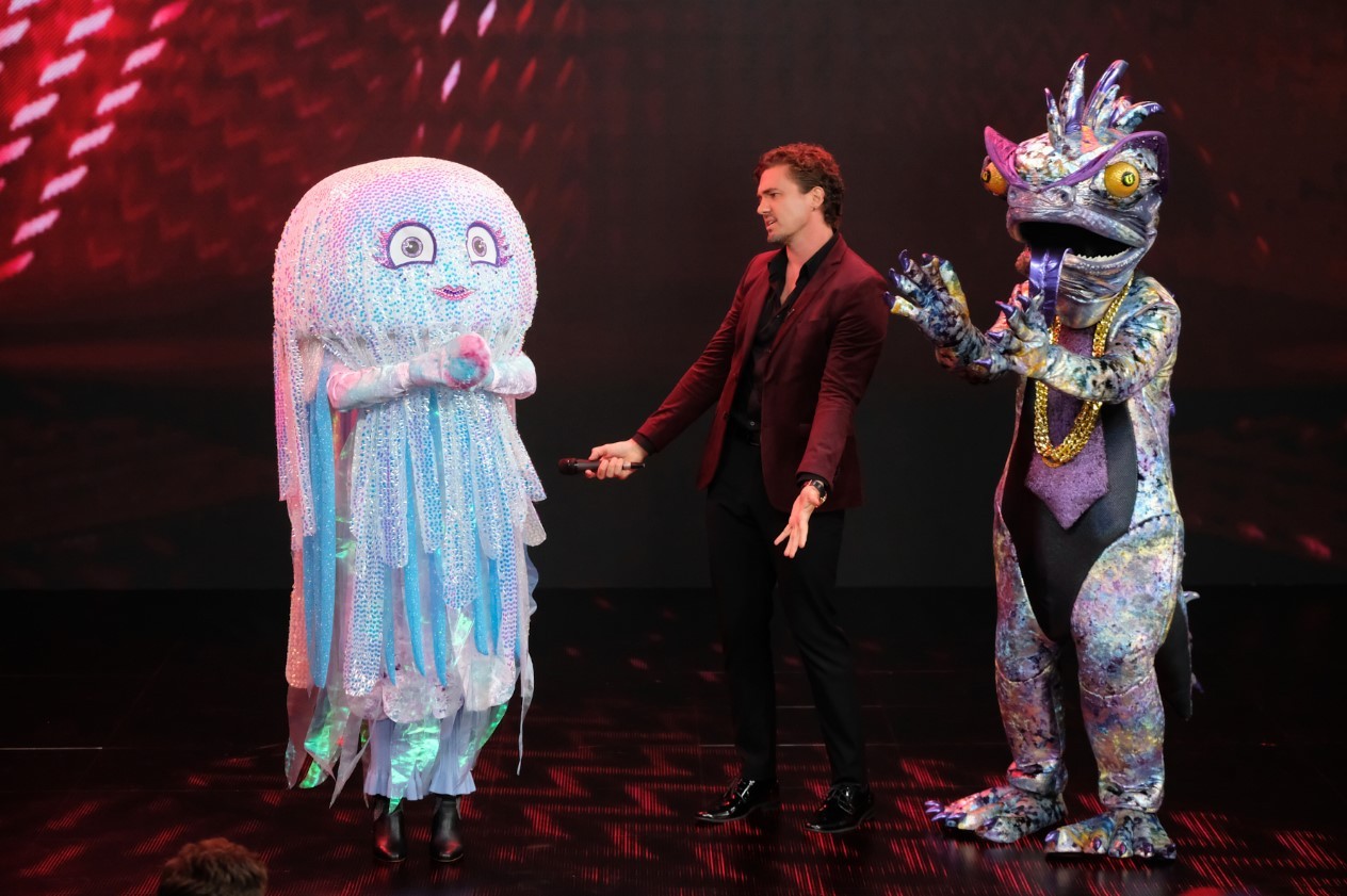Tonight we said goodbye to the mysterious Jellyfish, even though we 100 per cent knew who is behind Tuataras mask. Photo / Three