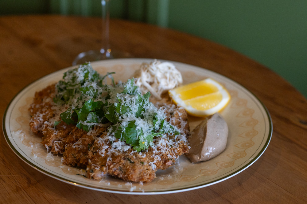The generous pork schnitzel at Bon Pinard. Photo / Jason Dorday