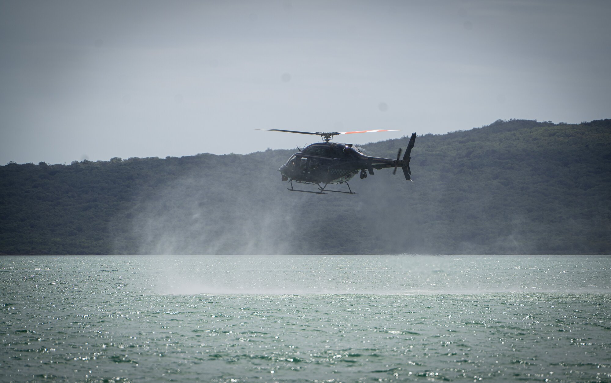 Police conduct a controlled water rescue training exercise involving the Bell 429 Eagle helicopter. Photo / Alyse Wright