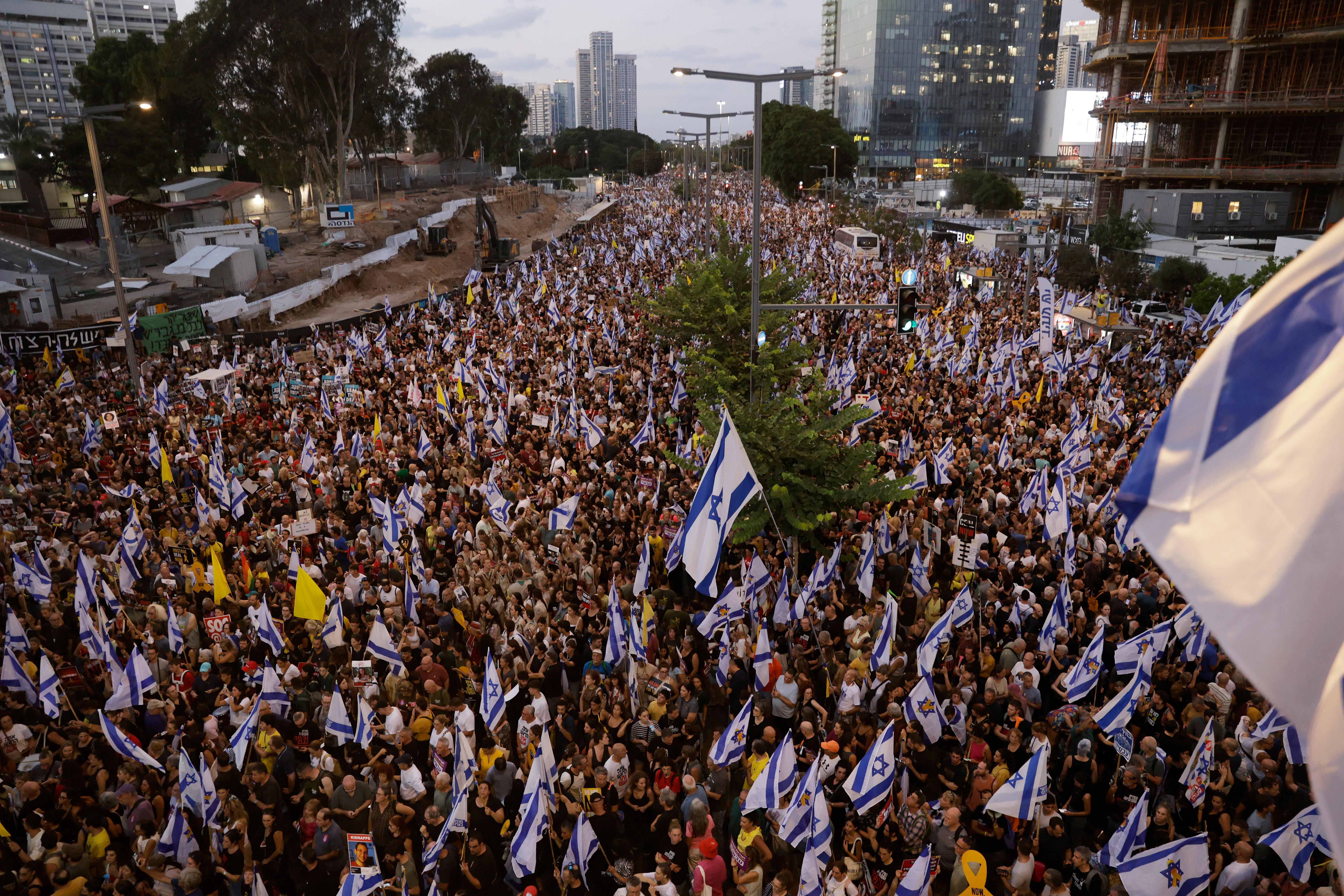Protesters gather to demand a Gaza hostages deal in Tel Aviv, Israel. Photo / Getty Images