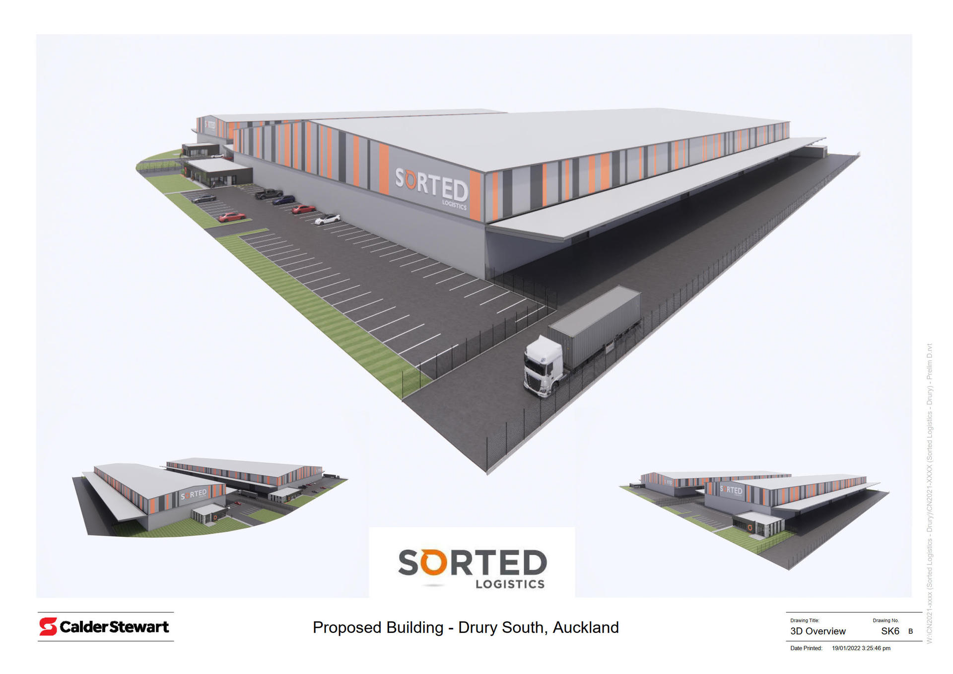 Plans for the new Sorted Logistics building at Drury South. Photo / supplied