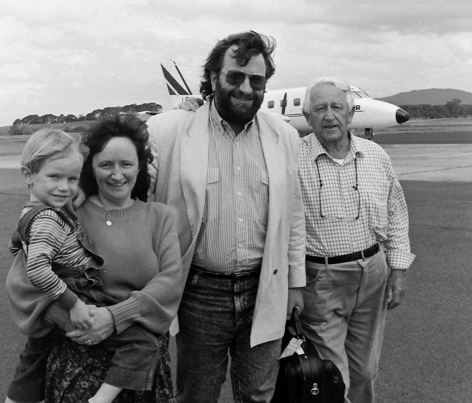 Dr Michael King, centre, with his father Lewis and sister, Mrs Judkins and Tim, in November 1990. Photo / Bay of Plenty Times