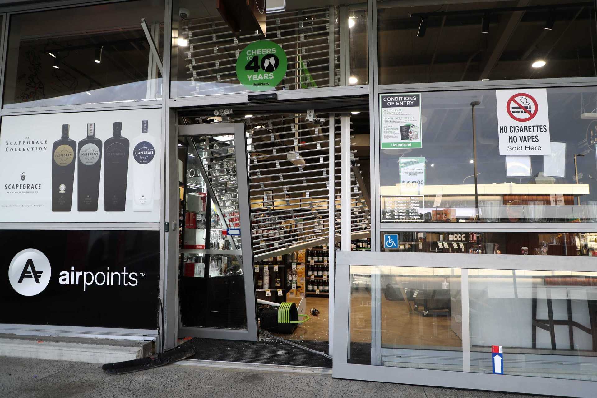 The Liquorland on Lunn Ave has been ram raided for the second time in six weeks. Photo / Hayden Woodward 
