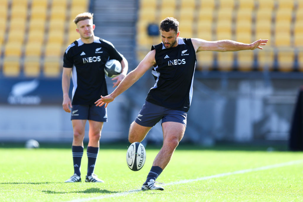 Harry Plummer at All Blacks training. Photo / Getty Images