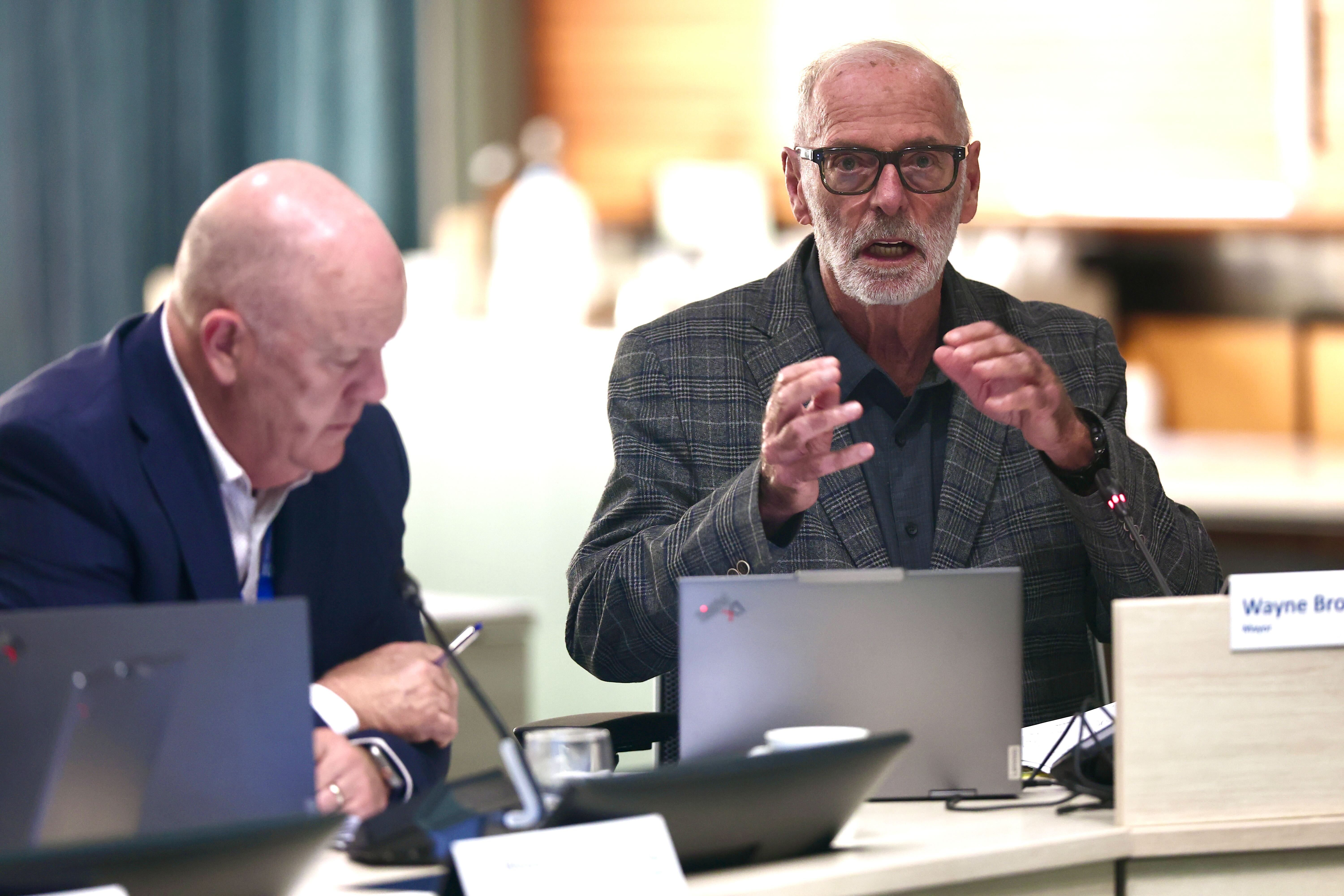 Auckland Council chief executive Phil Wilson (left) and Auckland Mayor Wayne Brown ahead of the 2026/2027 rates vote. Photo / Dean Purcell