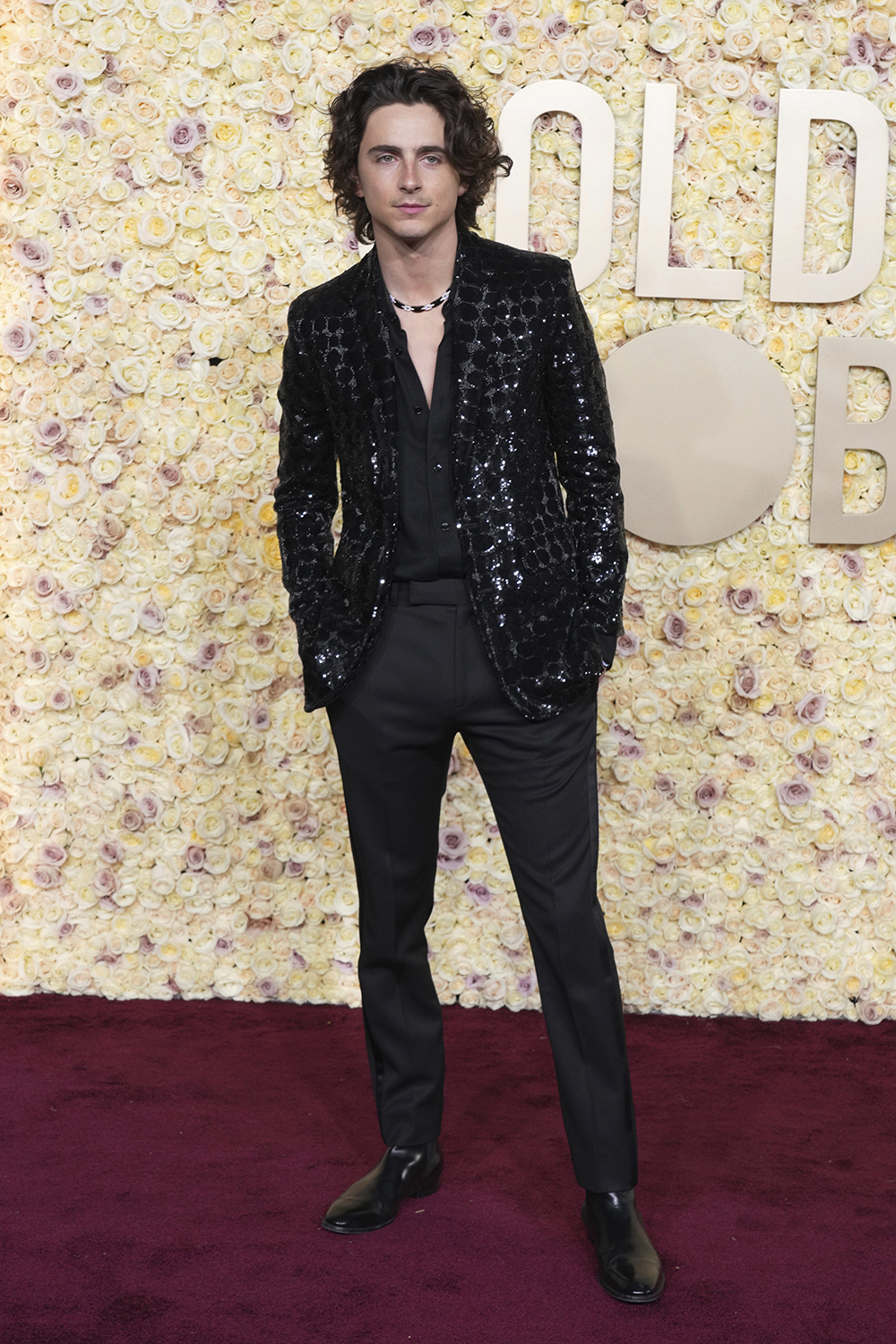 Timothée Chalamet arrives at the 81st Golden Globe Awards in Beverly Hills. Photo / AP