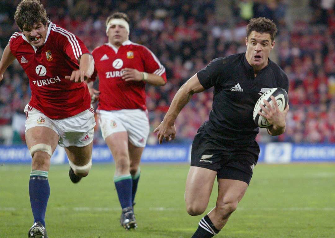 Dan Carter scores against the Lions in 2005. Photo / Mark Mitchell