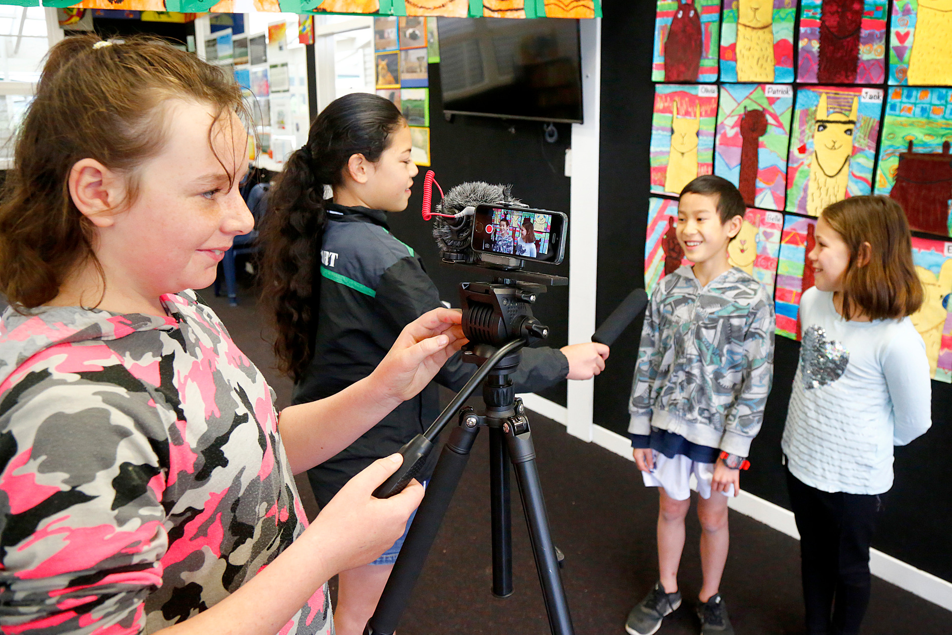 South Makirikiri School students Maija Sanson, Taufa Bason, Jack You and Riley Greer made a video when they needed a new principal last year. Photo / File