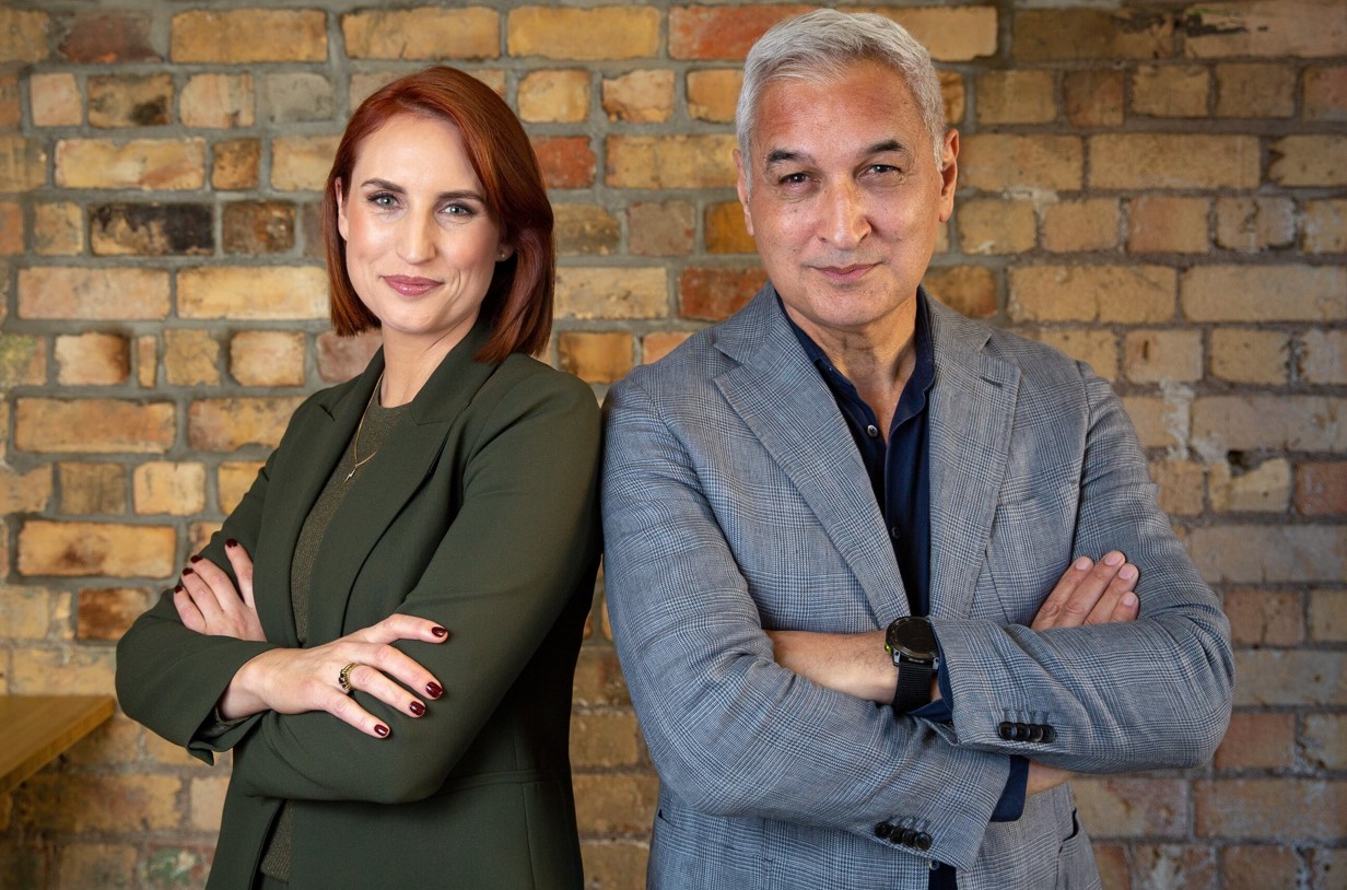 Former Newshub presenters Samantha Hayes and Mike McRoberts on the eve of their final bulletin in July 2024. Photo / Sylvie Whinray