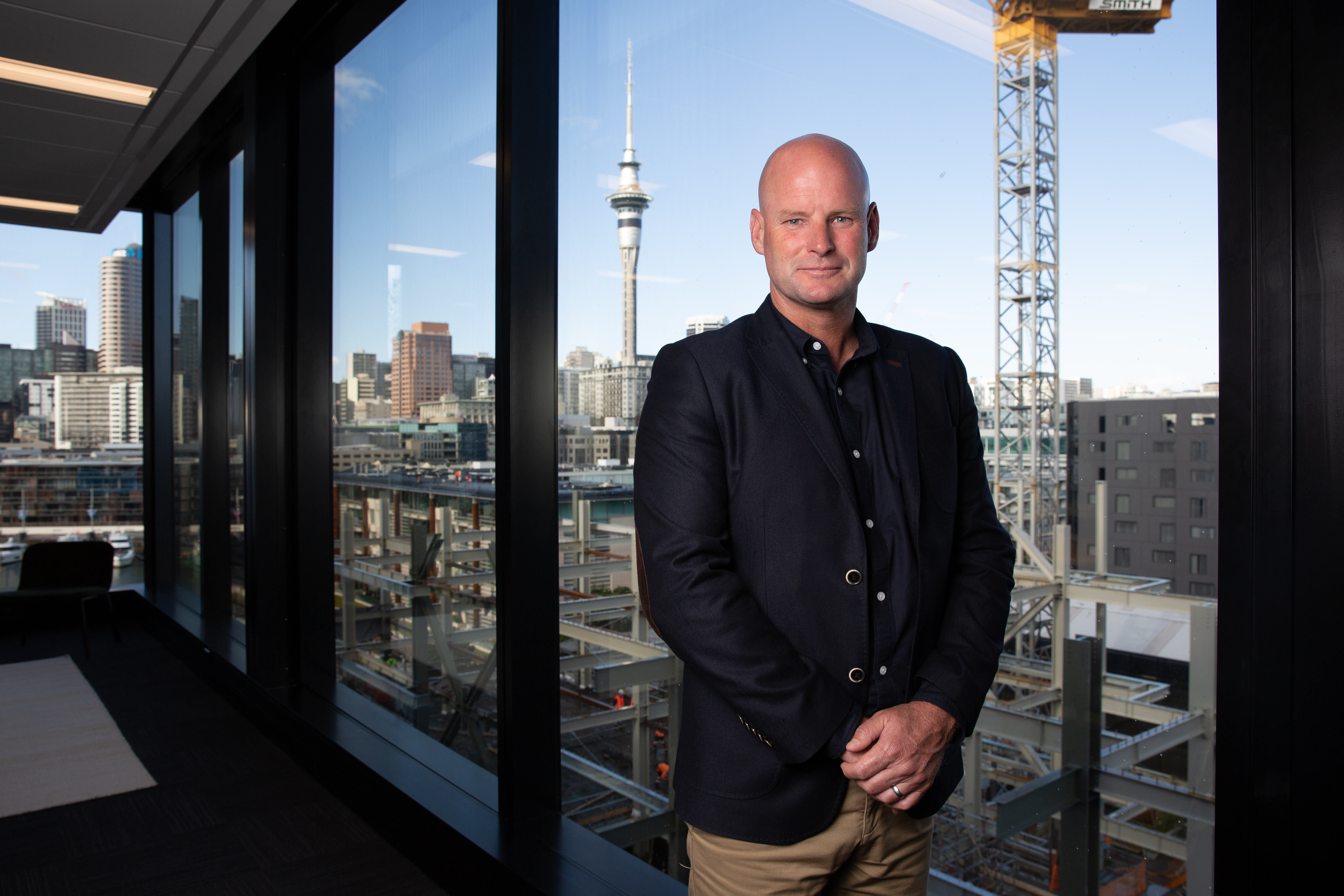 Scott Pritchard at Wynyard Quayside, where new offices for Beca are rising. Photo / Sylvie Whinray