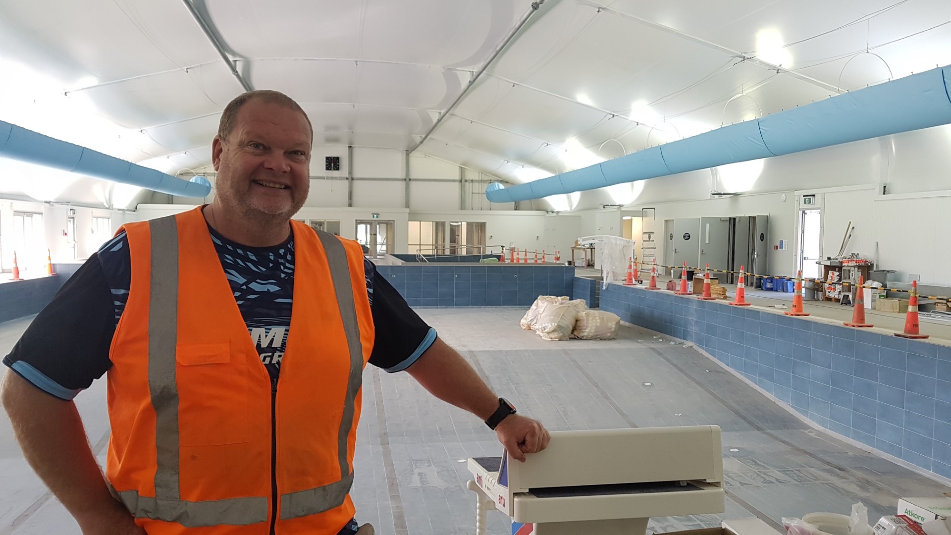 Te Hiku Sports Hub project manager Mark Osborne in the wet wing of the new $11.5 million complex, which has four heated pools and is about a month away from opening