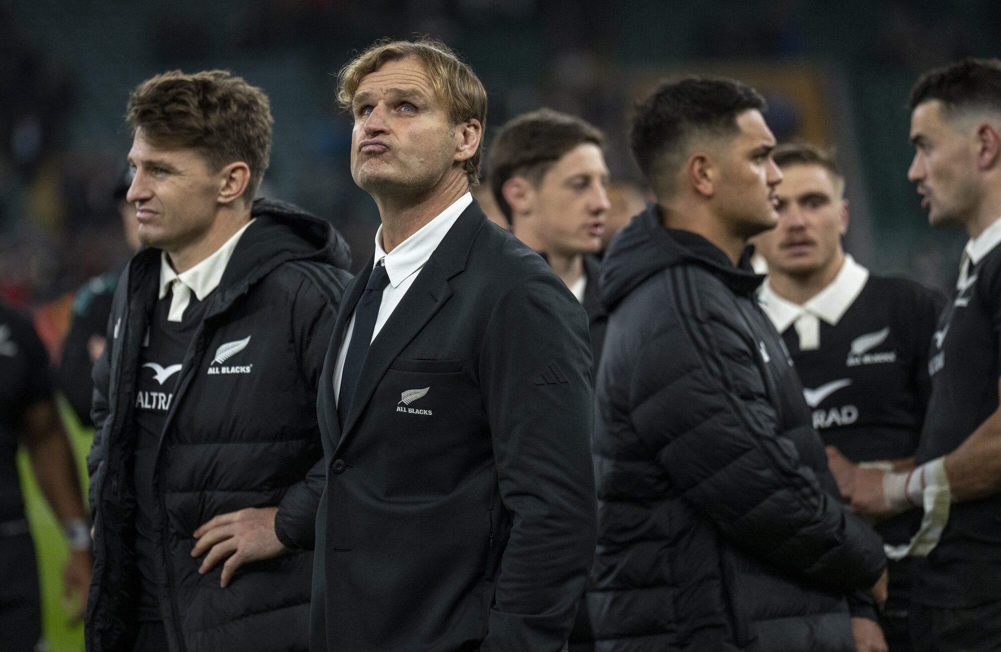 All Black coach Scott Robertson contemplates last month's defeat to England at Twickenham. Photo / SmartFrame