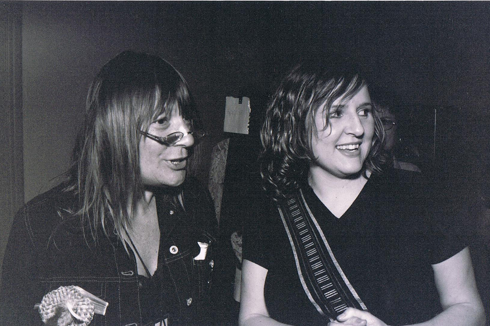 Hilary Alexander (left) with fashion designer Tanya Carlson backstage at the inaugural New Zealand Fashion Week in 2001. Photo / Supplied