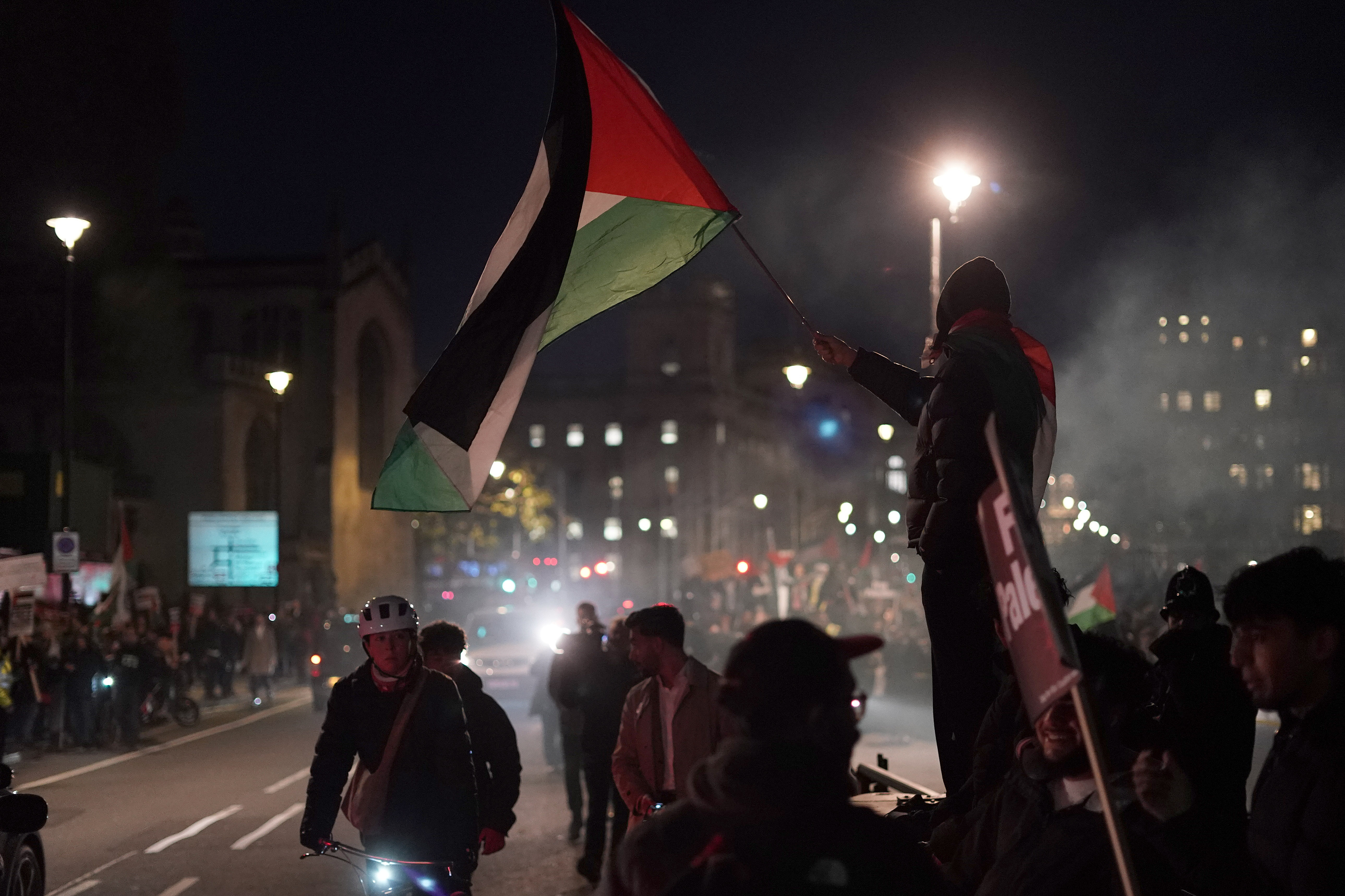 A pro-Palestine protest in front of the Houses of Parliament in London, November 15, 2023. Photo / AP