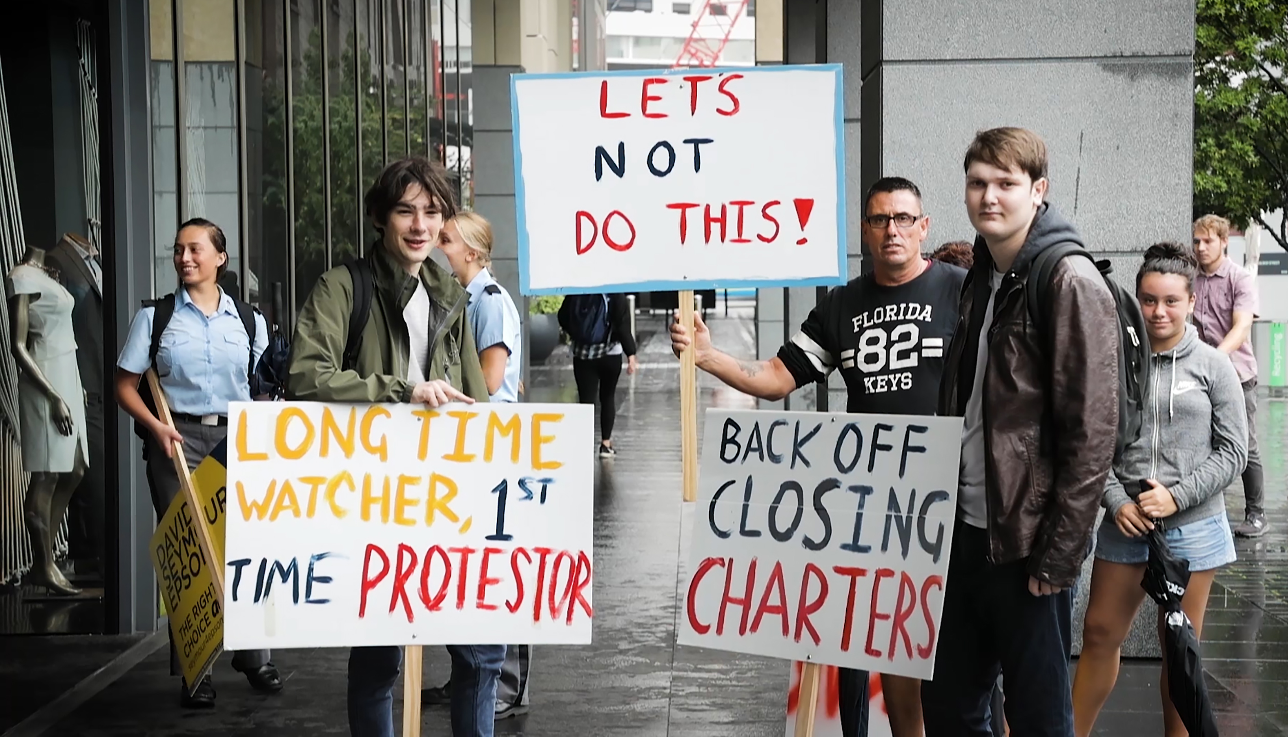 A rally in support of charter schools in Auckland when it was announced they would be closed in 2018. Photo / Michael Craig