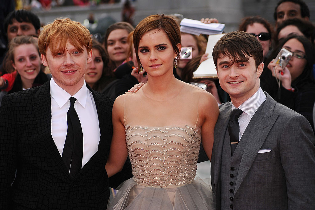 (L-R) Rupert Grint, Emma Watson and Daniel Radcliffe attend the World Premiere of Harry Potter and The Deathly Hallows - Part 2 at Trafalgar Square on July 7, 2011 in London. Photo / Getty Images