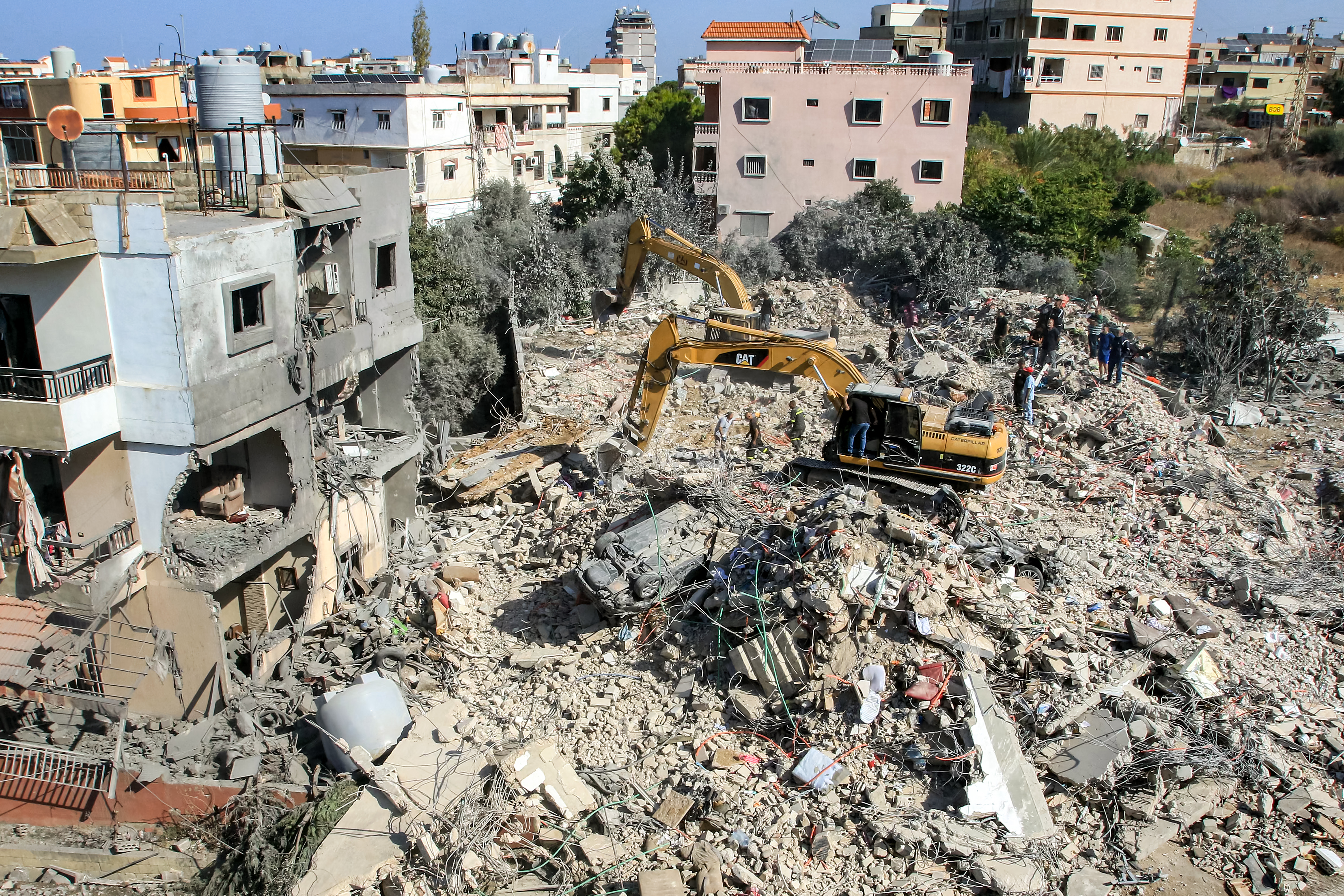 An excavator clears rubble and debris at the site of an overnight Israeli air strike on town of Sarafand, between Sidon and Tyre in southern Lebanon, on October 30, 2024. Photo / AFP