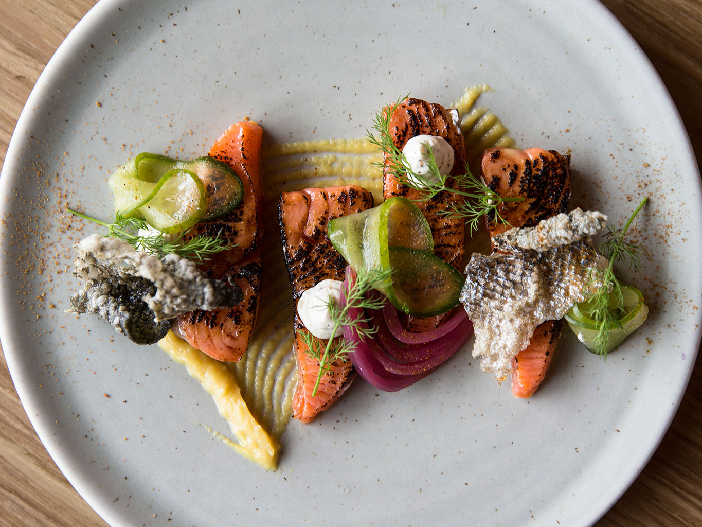 The torched salmon at Fish. Picture / Guy Coombes.