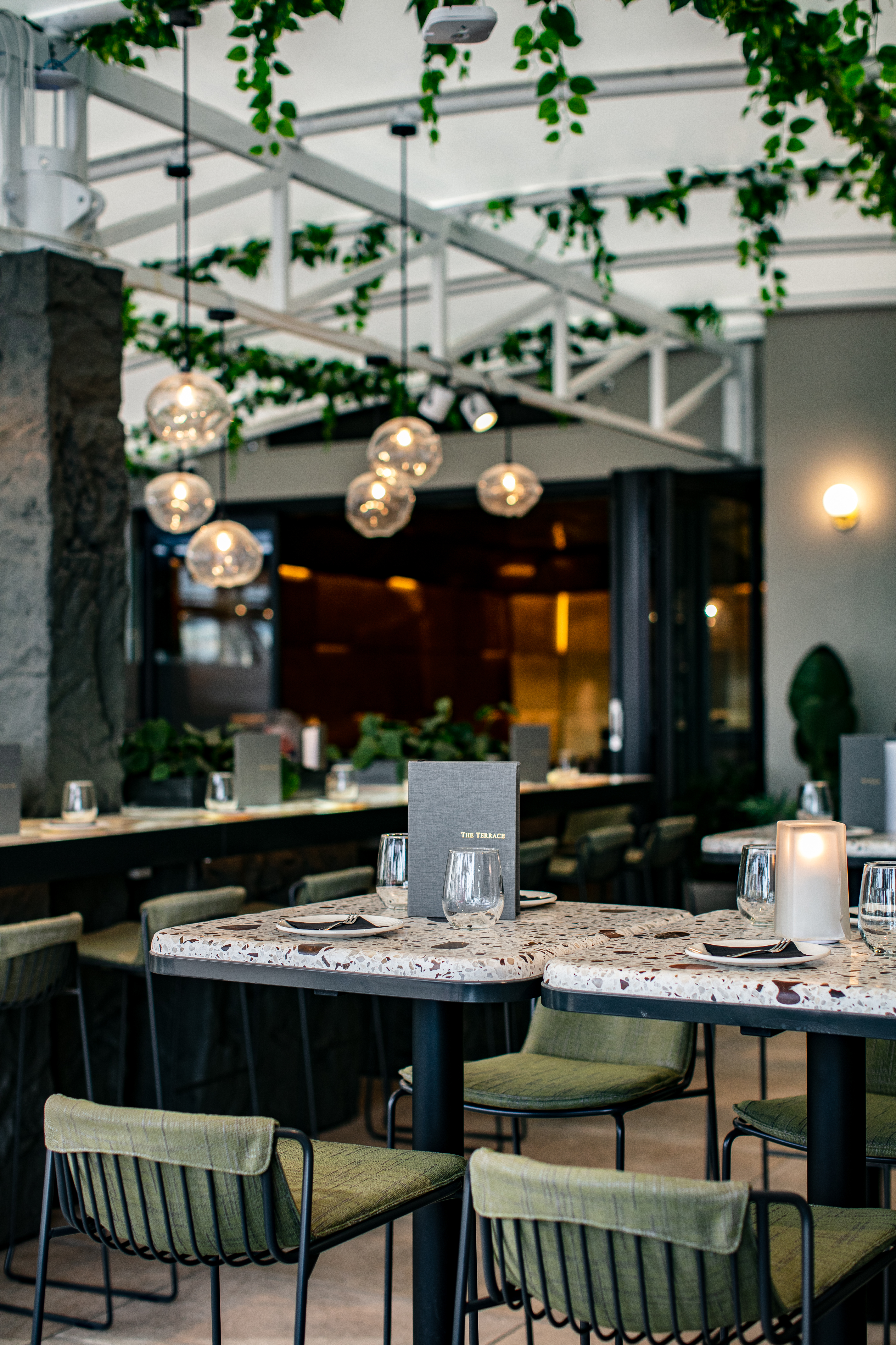 The Terrace dining room looks out over the Viaduct. Photo / Babiche Martens