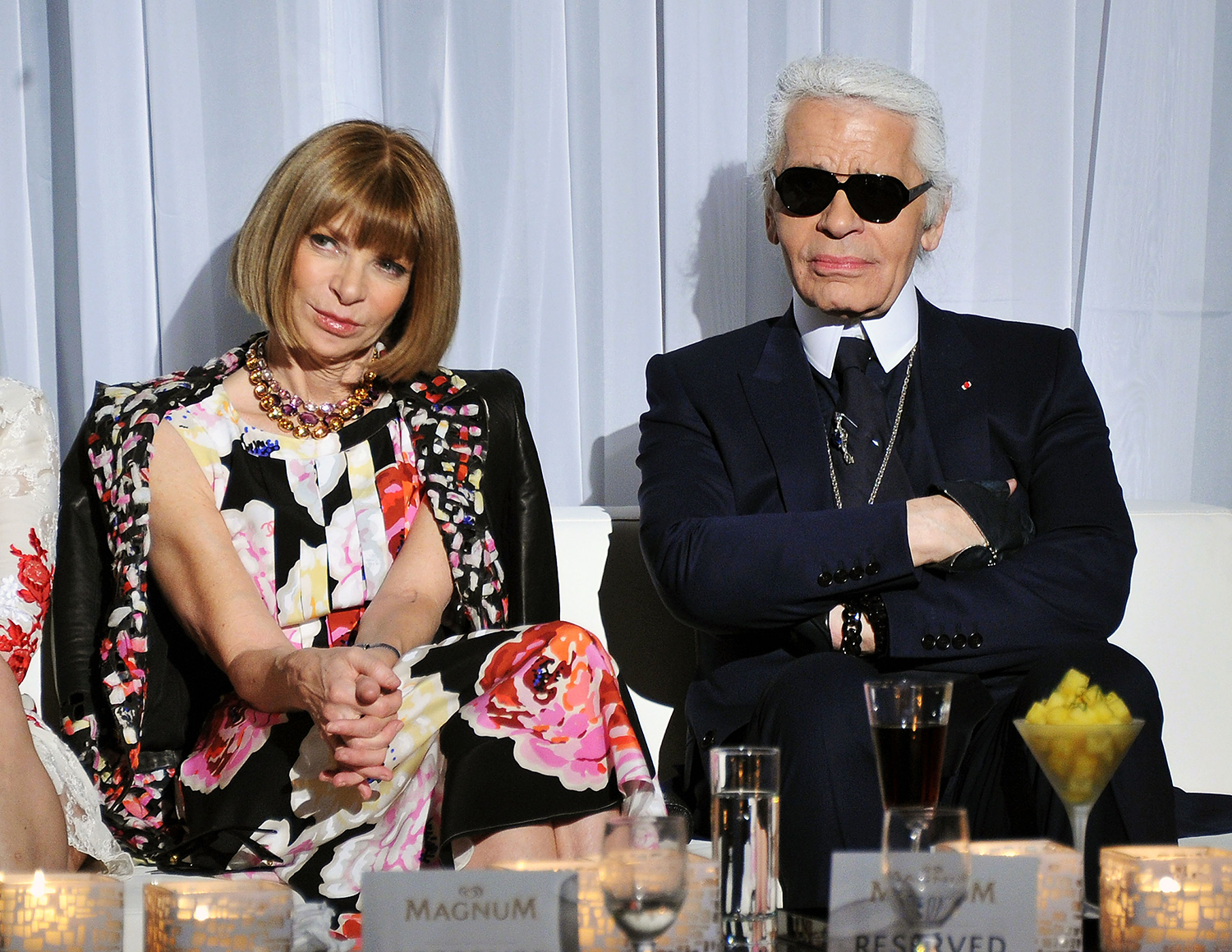 Anna Wintour and Karl Lagerfeld attend the red carpet premiere of the Magnum Ice Cream Film Series during the Tribeca Film Festival in 2011 in New York City. Photo / Getty Images