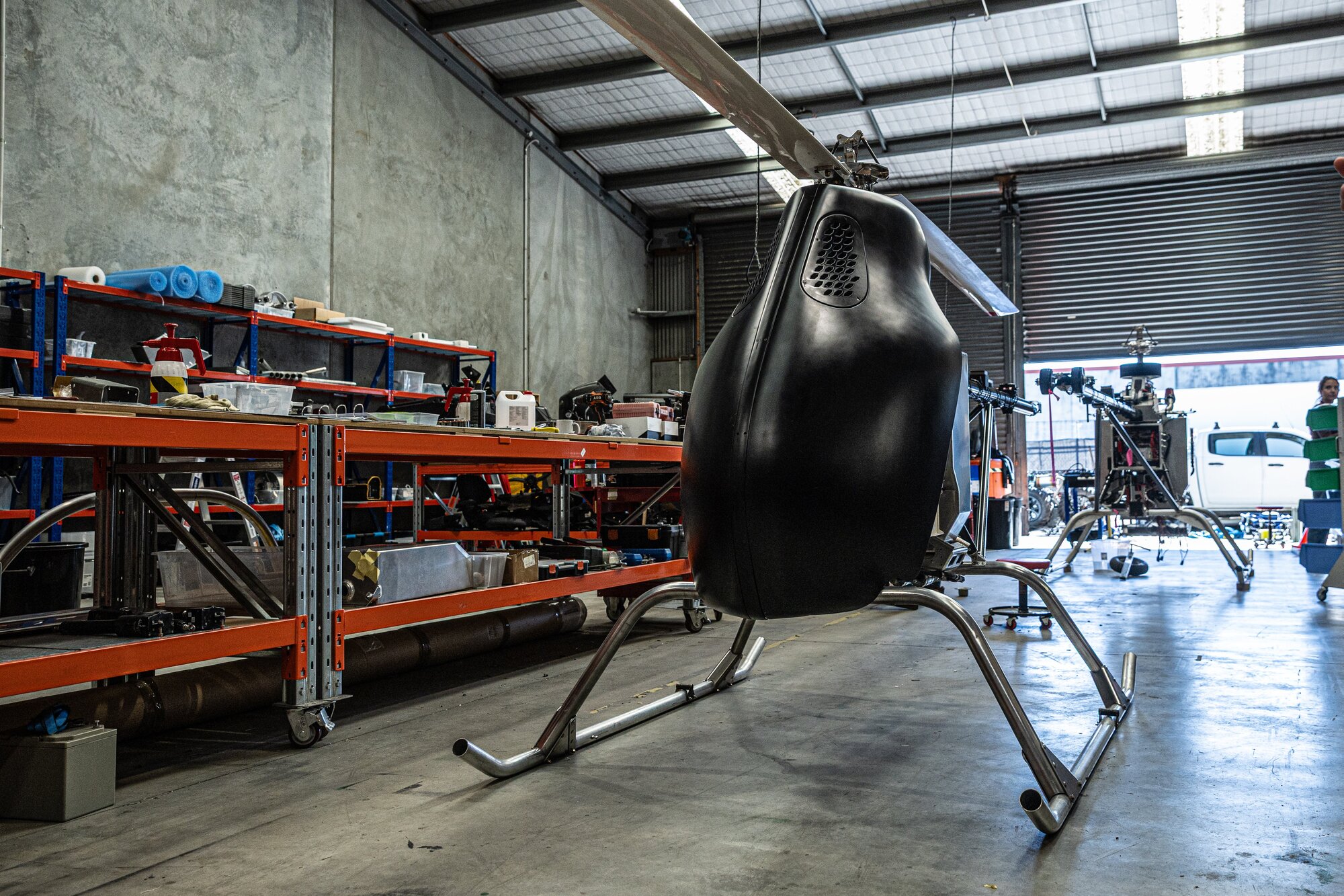 If Syos's SA200 UAS looks like a mini helipcopter - that's because it is, or was. In keeping with its rapid development, utilitarian philosophy, the firm took a one-person chopper then adapted it to fly by itself. Photo / Jason Dorday