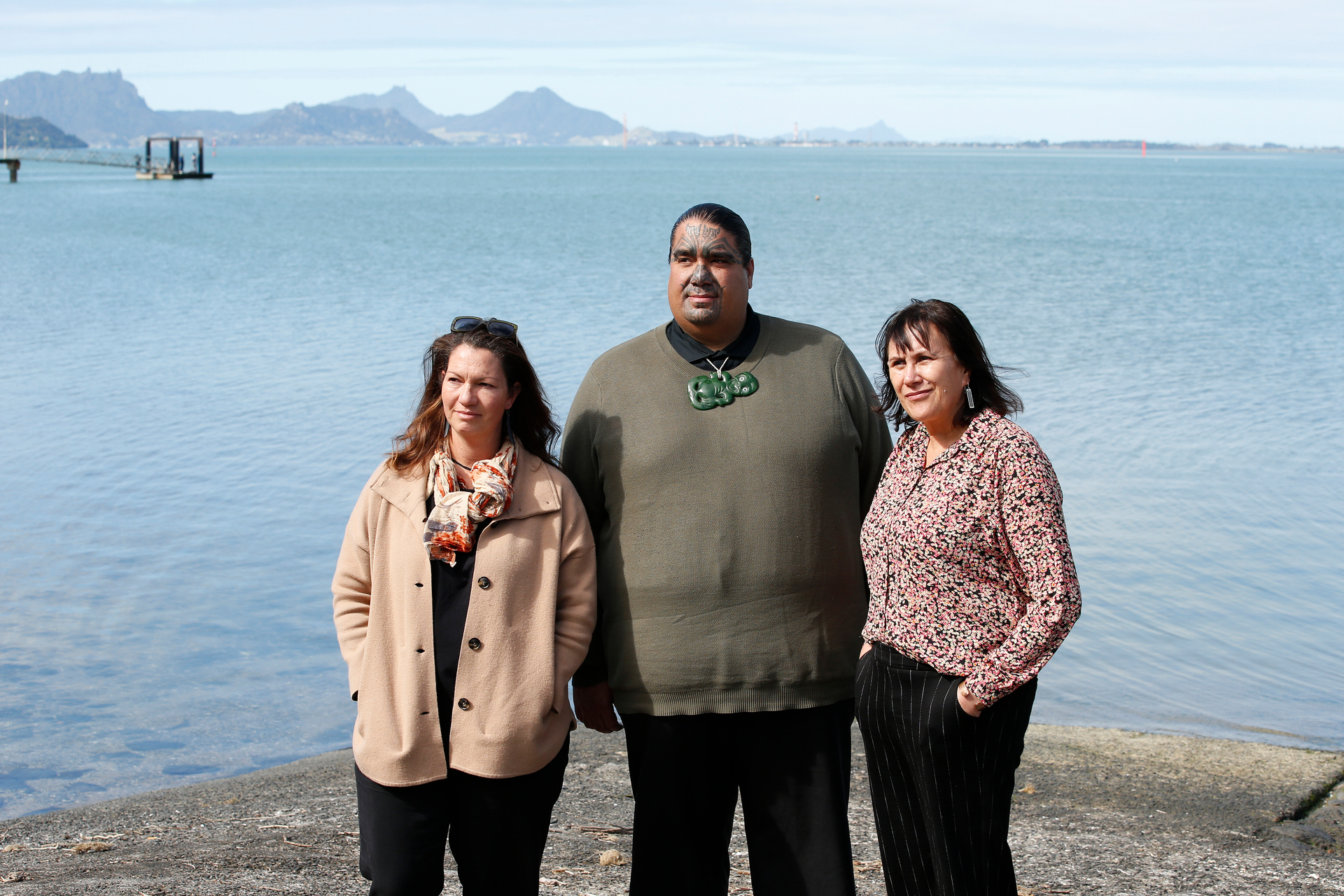 Juliane Chetham (left), Aperahama Edwards and Deborah Harding want local hapū and iwi to be fully consulted on changes at Refining NZ. Photo / Michael Cunningham
