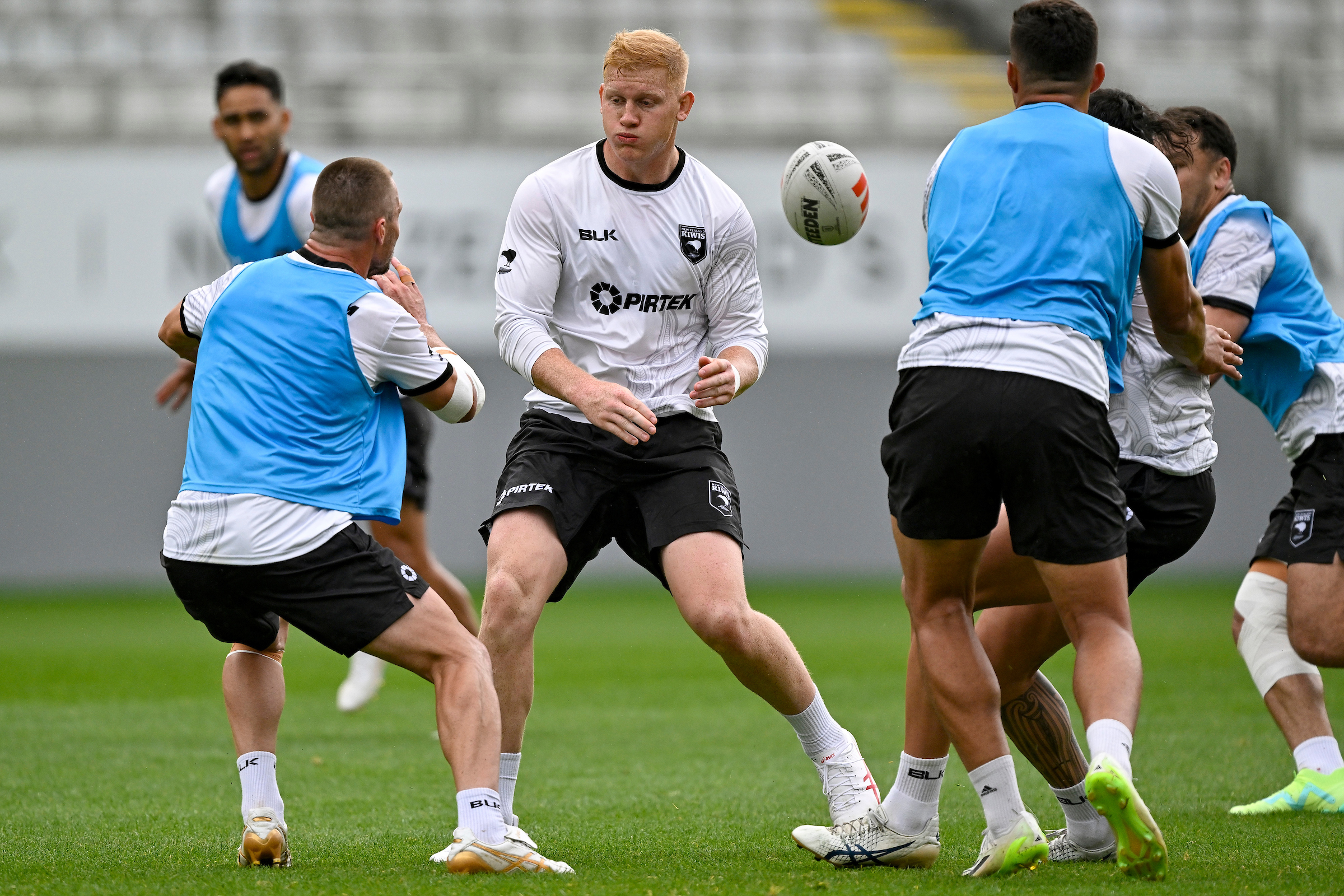Neame (in white) made his debut in the 50-0 win against Samoa. Photo credit: Alan Lee / www.photosport.nz