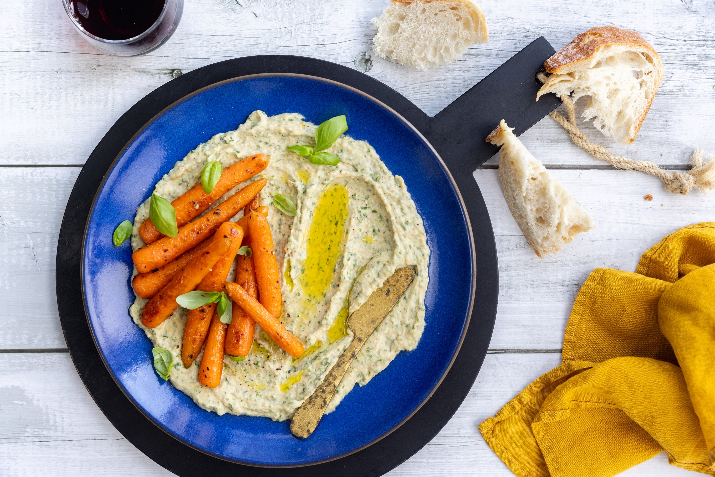Roasted carrots and butterbean hummus. Photo / Babiche Martens