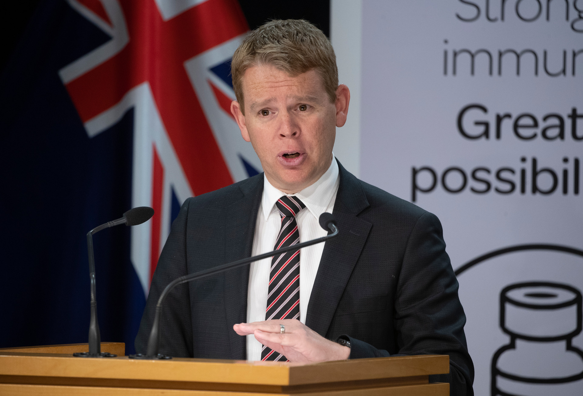Covid-19 Response Minister Chris Hipkins says the next public health order will require more border workers to be fully vaccinated in order to work on the frontline. Photo / Mark Mitchell