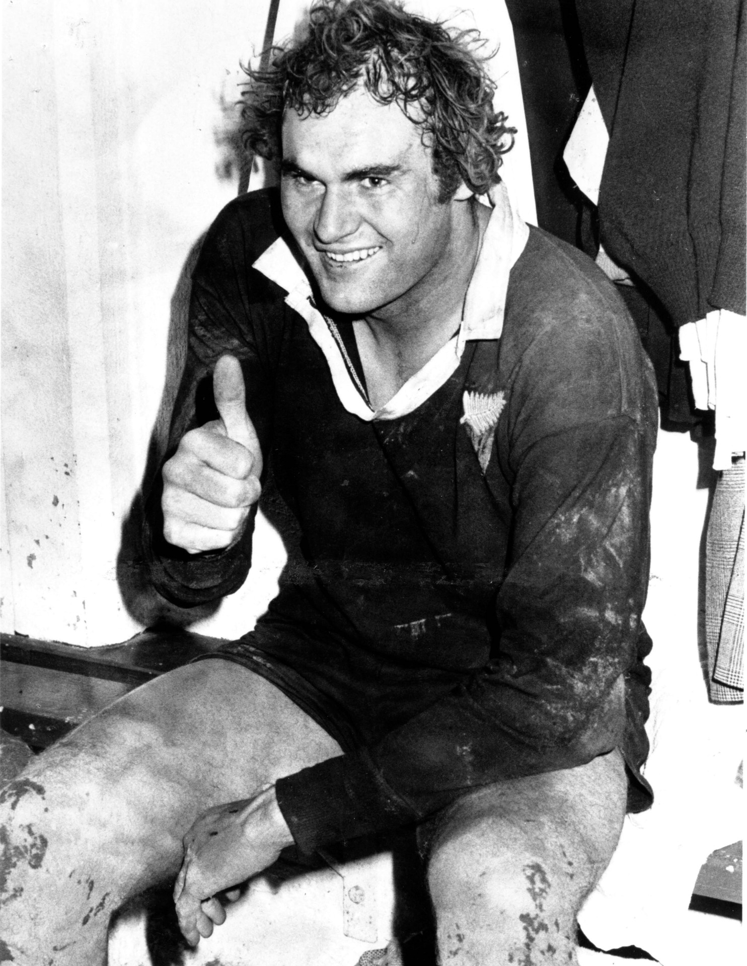 Andy Haden in the All Blacks dressing room. Photo / Photosport