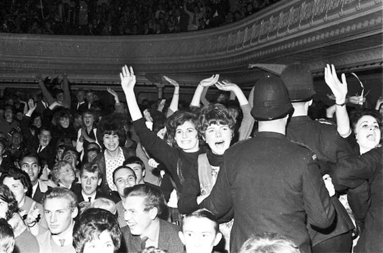 Fans at a Beatles concert at Wellington Town Hall in 1964. Photo / Hill, Morris James, Alexander Turnbull Library, Wellington