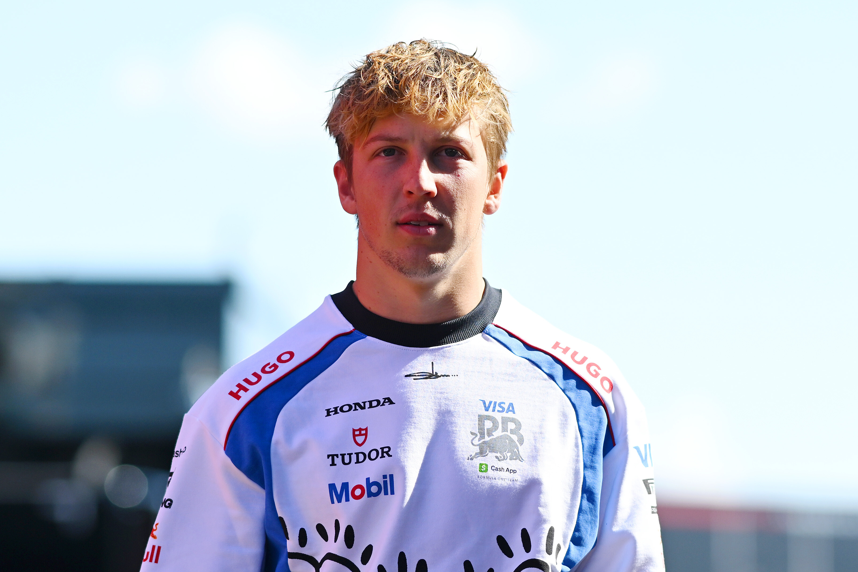 Liam Lawson arrives at Silverstone for the British Grand Prix weekend. Photo / Red Bull