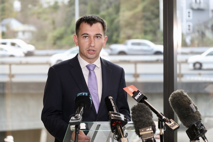 Transport Minister Simeon Brown unveils $32.9b National Land Transport Programme. Photo / Mark Mitchell
