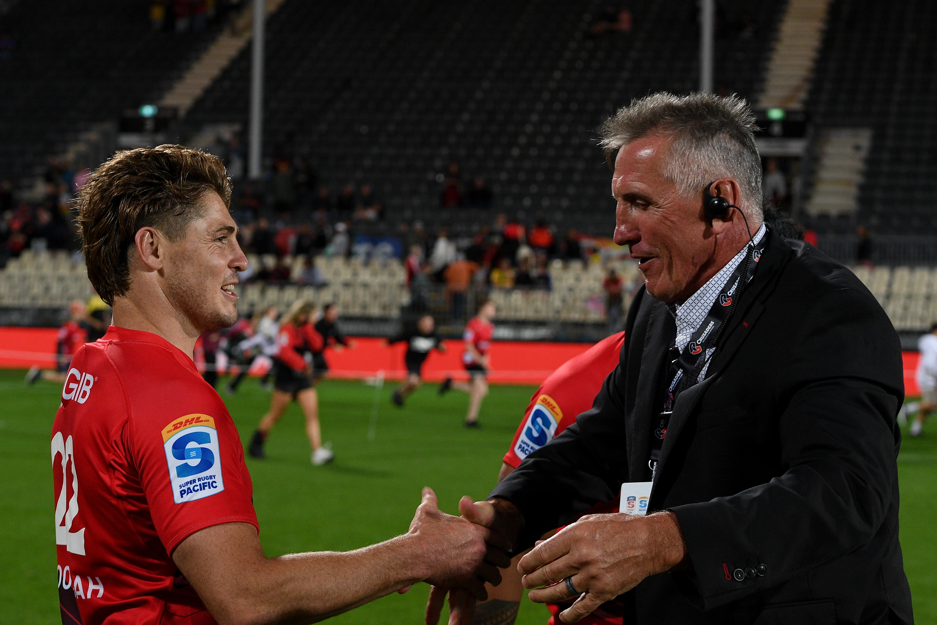 Rob Penney with new recruit James O'Connor following the first-round win over the Hurricanes. Photo / Photosport
