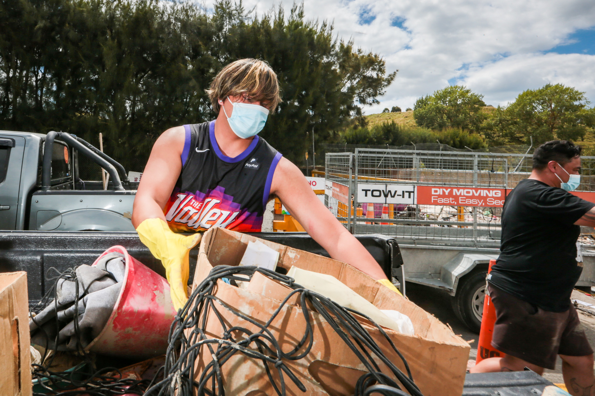 Taradale resident Hayden Allen had several trailers of flood waste to remove after returning to his home. Photo / Paul Taylor