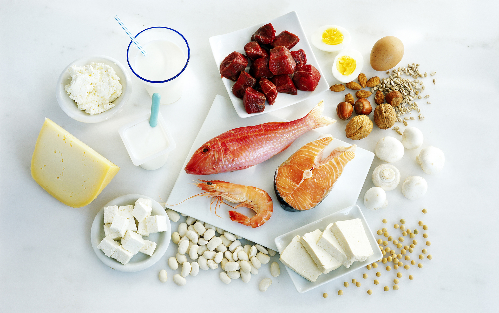 We get protein from a range of foods including meat, chicken and fish; tofu; eggs; dairy products, nuts, beans and other legumes. Photo / Getty Images