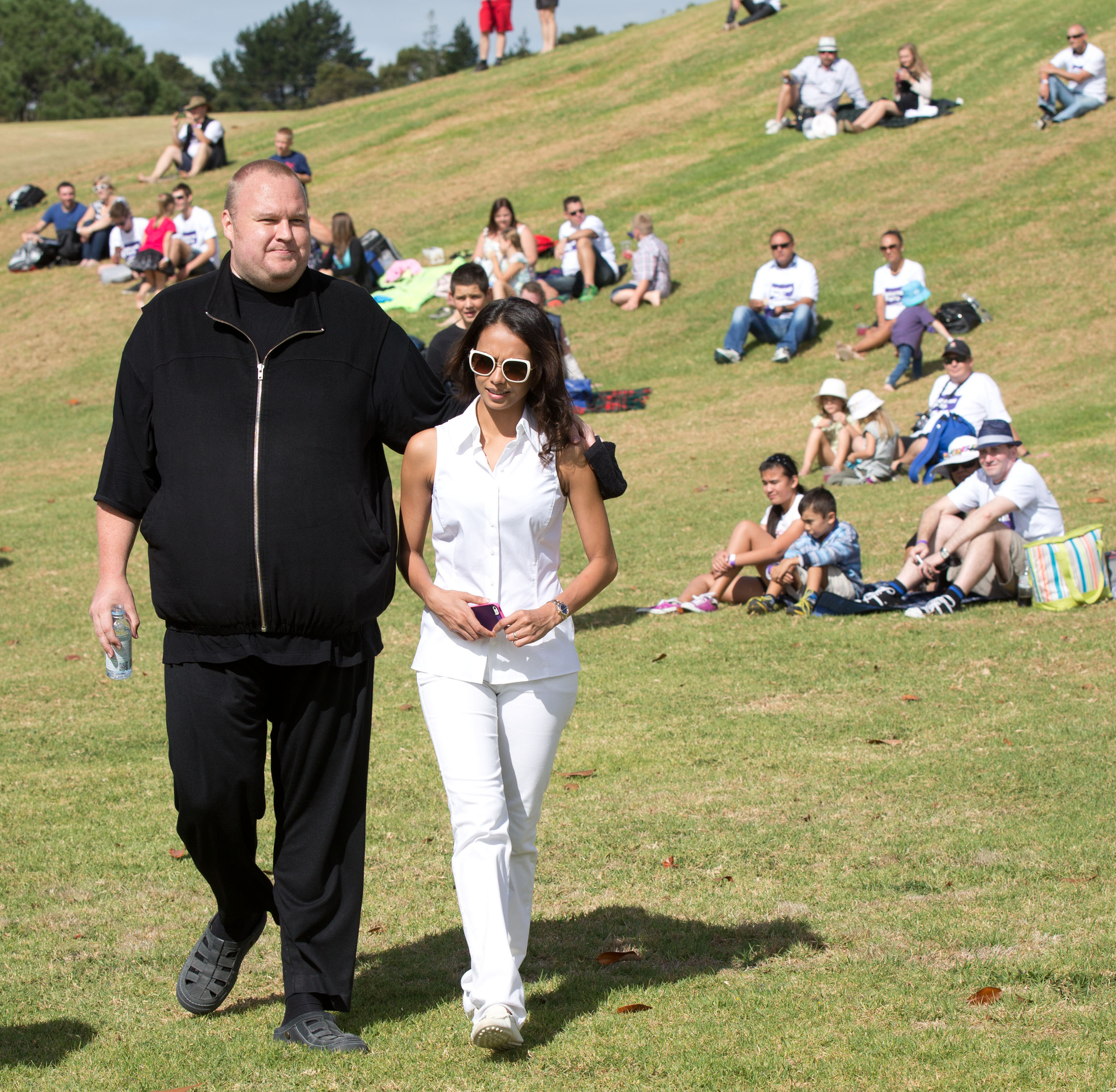 Kim and Mona Dotcom at the Dotcom Mansion in Coatesville in 2014 for an Internet Party picnic. Photo / File