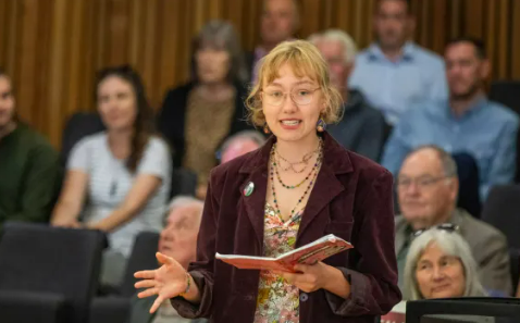 A protest in response to a proposed pitch for the Commonwealth Games took place at Christchurch City Council. Photo / Nate McKinnon, RNZ