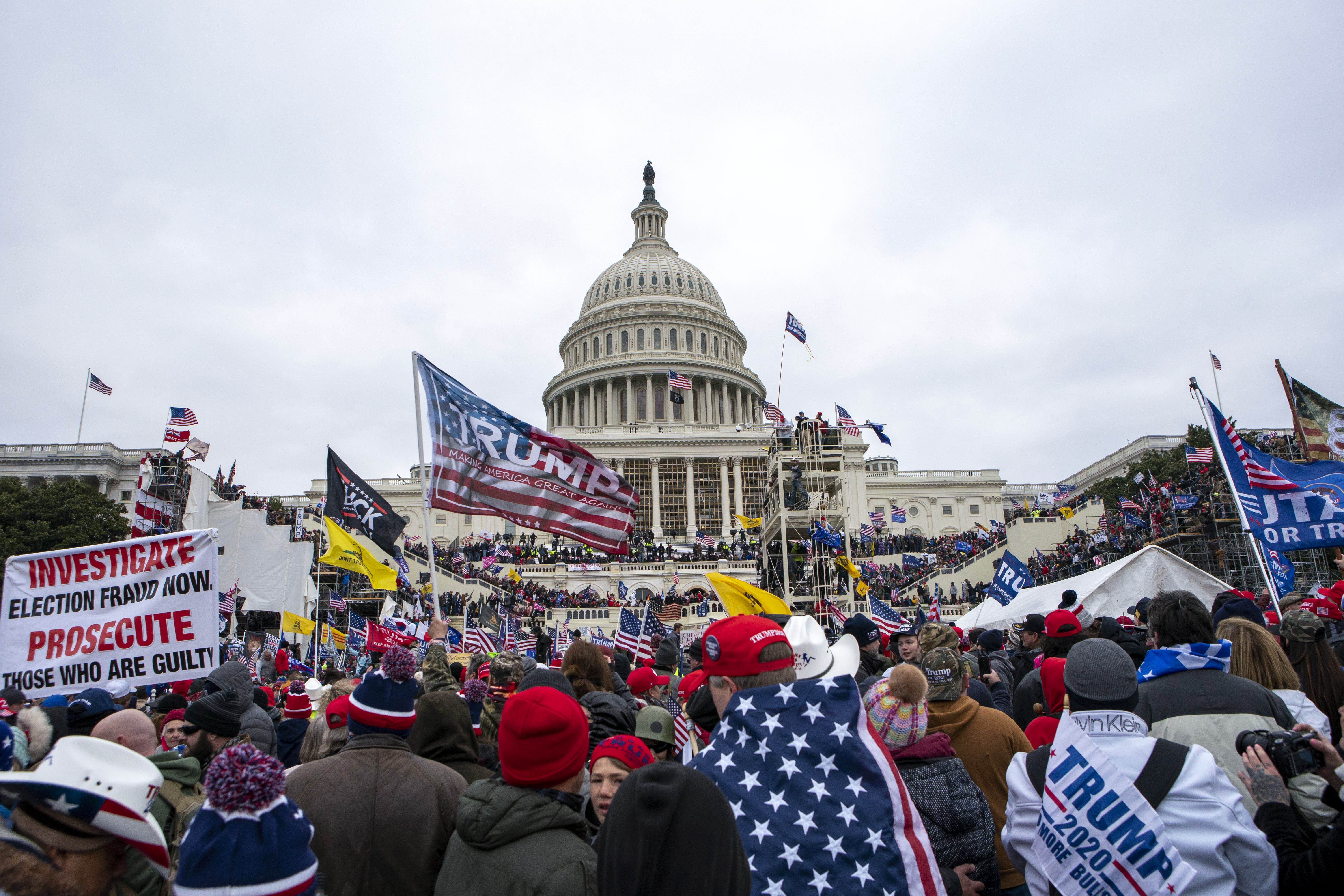 Insurrectionists loyal to President Donald Trump storming the US Capitol in Washington on January 6, 2021. Photo/Jose Luis Magana, AP, File
