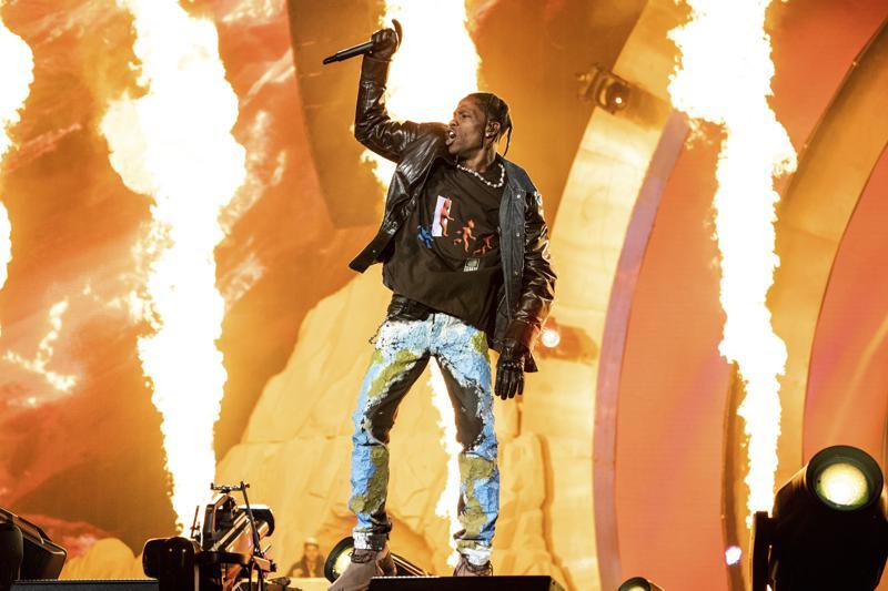 Travis Scott performs at the Astroworld Music Festival in Houston on Nov. 5, 2021. Scott said he didn't know that fans had died at his Astroworld festival until after his performance ended. Photo / AP