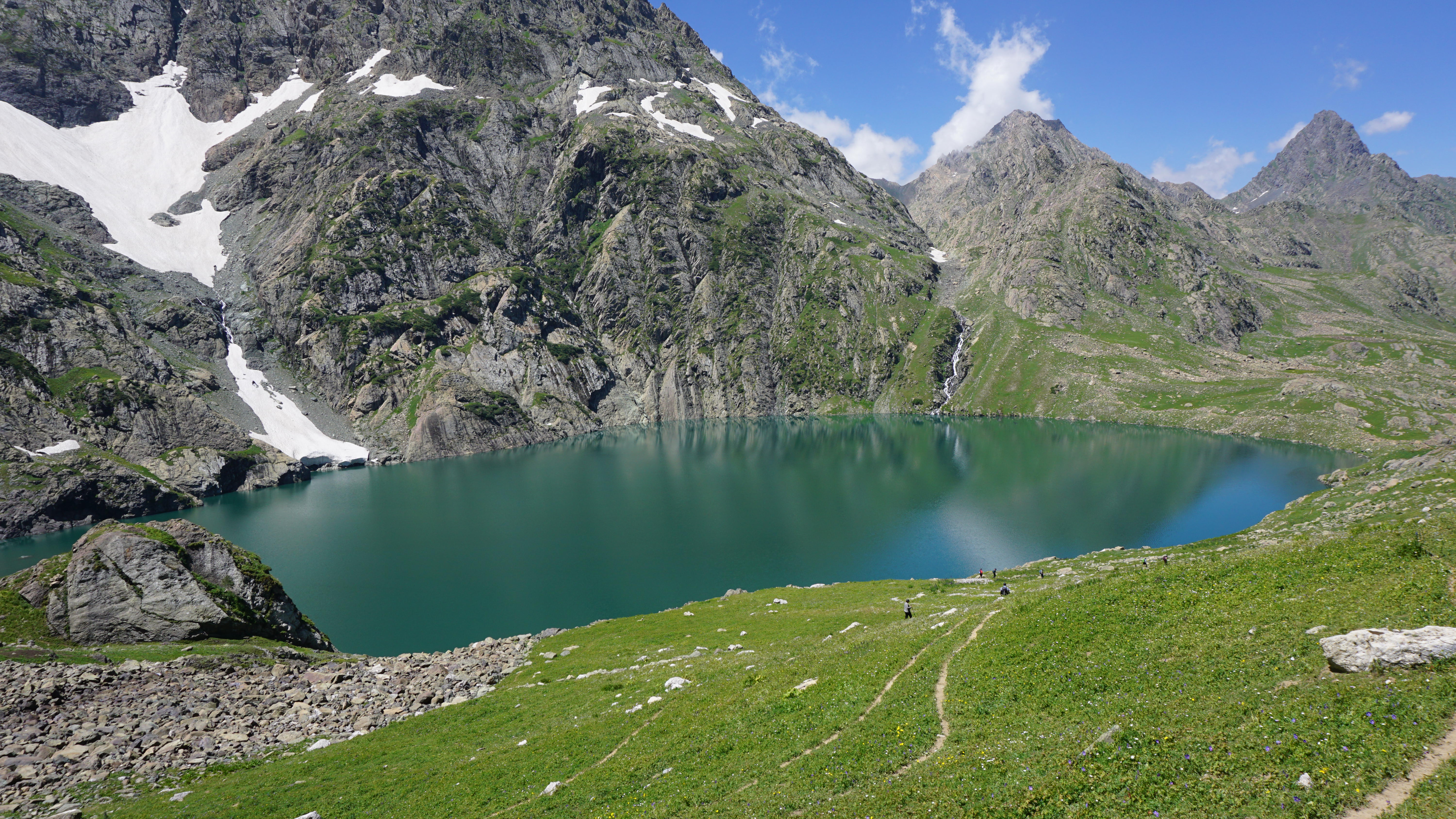 Fed by glacial streams plunging down from melting icefields high up, Gadsar lake is relatively inaccessible and offers no decent campsites, but its sheer beauty will take your breath away. Photo / Saroj Sirkeck
