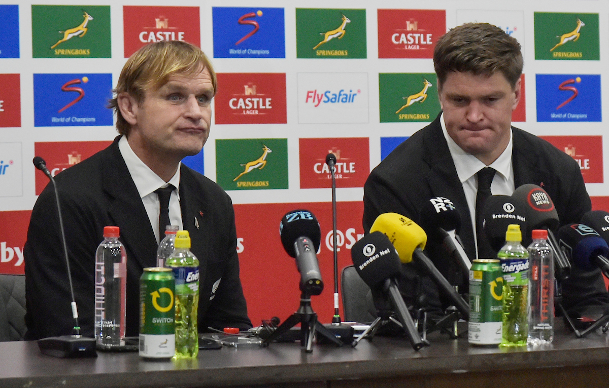 Scott Robertson fronts media post-match at Ellis Park. Photo / Photosport