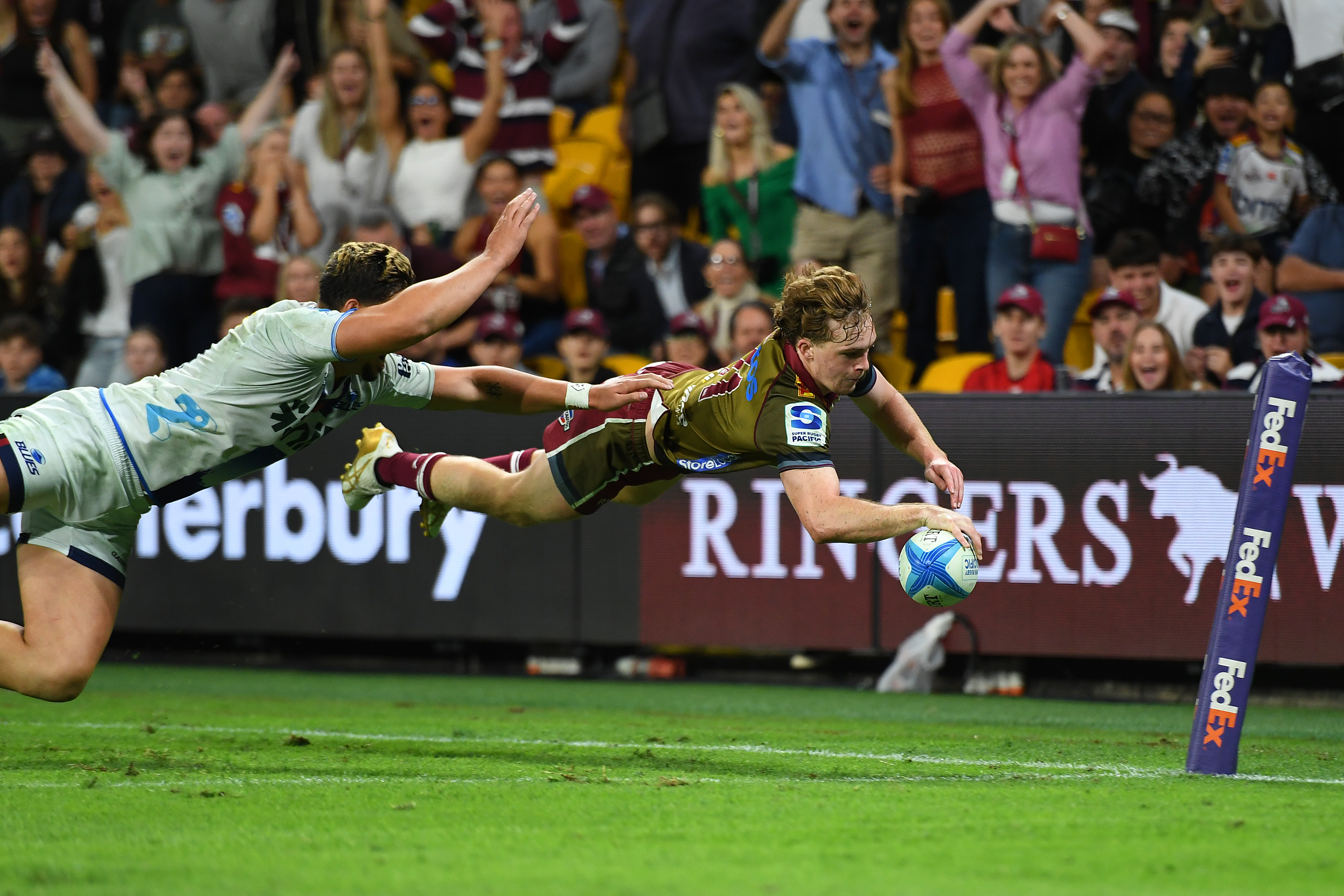 Tim Ryan scored a hat-trick in vain against the Blues. Photo / Getty Images