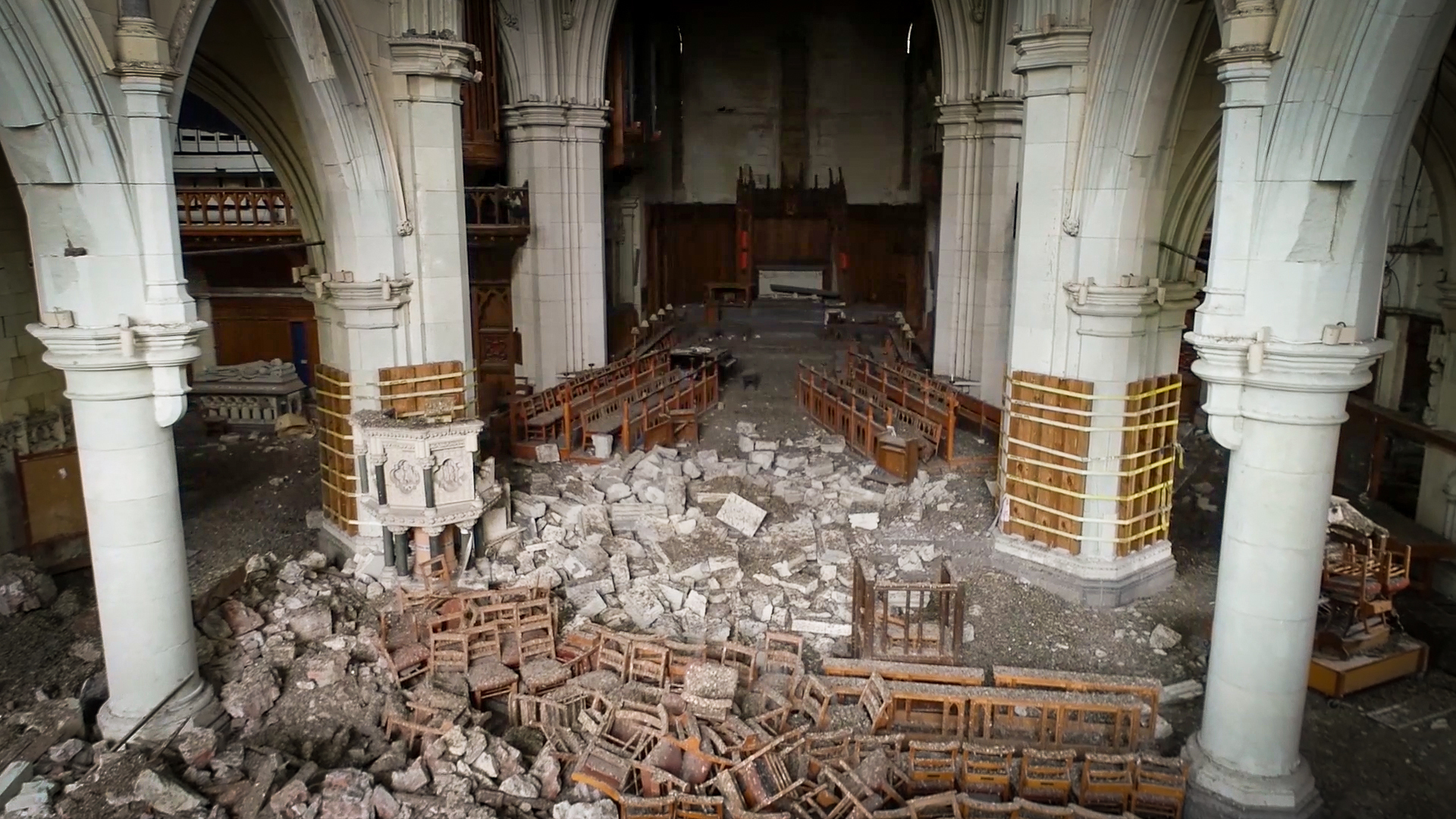 The interior has been left relatively untouched for almost a decade after Urban Search and Rescue teams finished searching the building. Photo / Christ Church Cathedral Reinstatement Project 