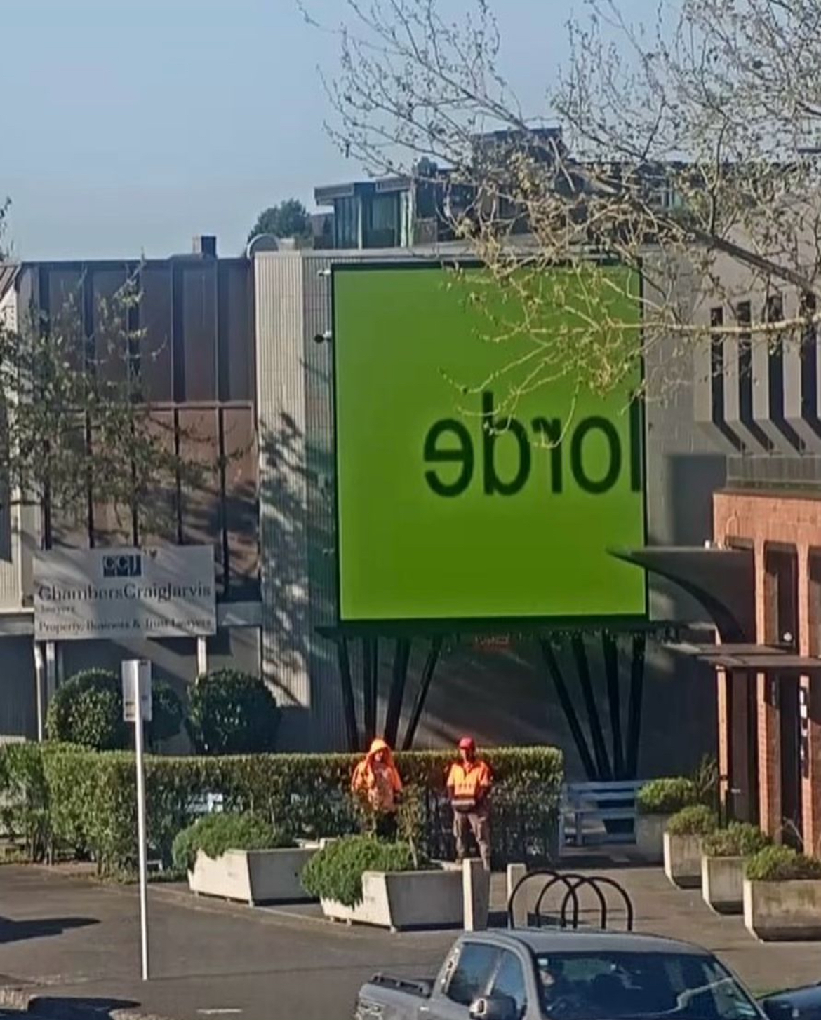 A digital billboard in Ponsonby Rd ran a short campaign on October 4 promoting Lorde's feature on Charli XCX's Brat remix album. Photo / Charli XCX