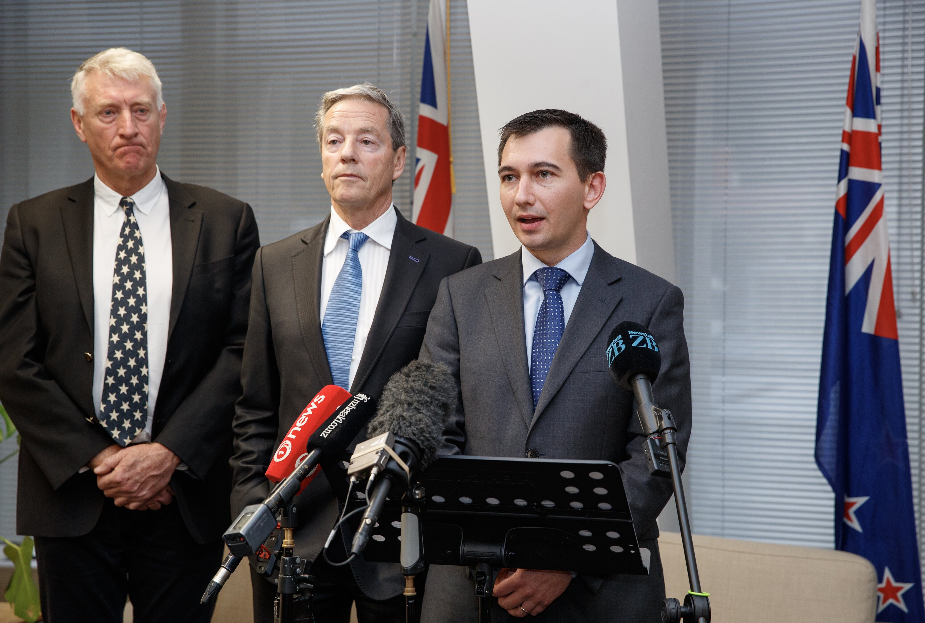 Local Government Minister Simeon Brown announcing the new water model. Photo / Mark Mitchell