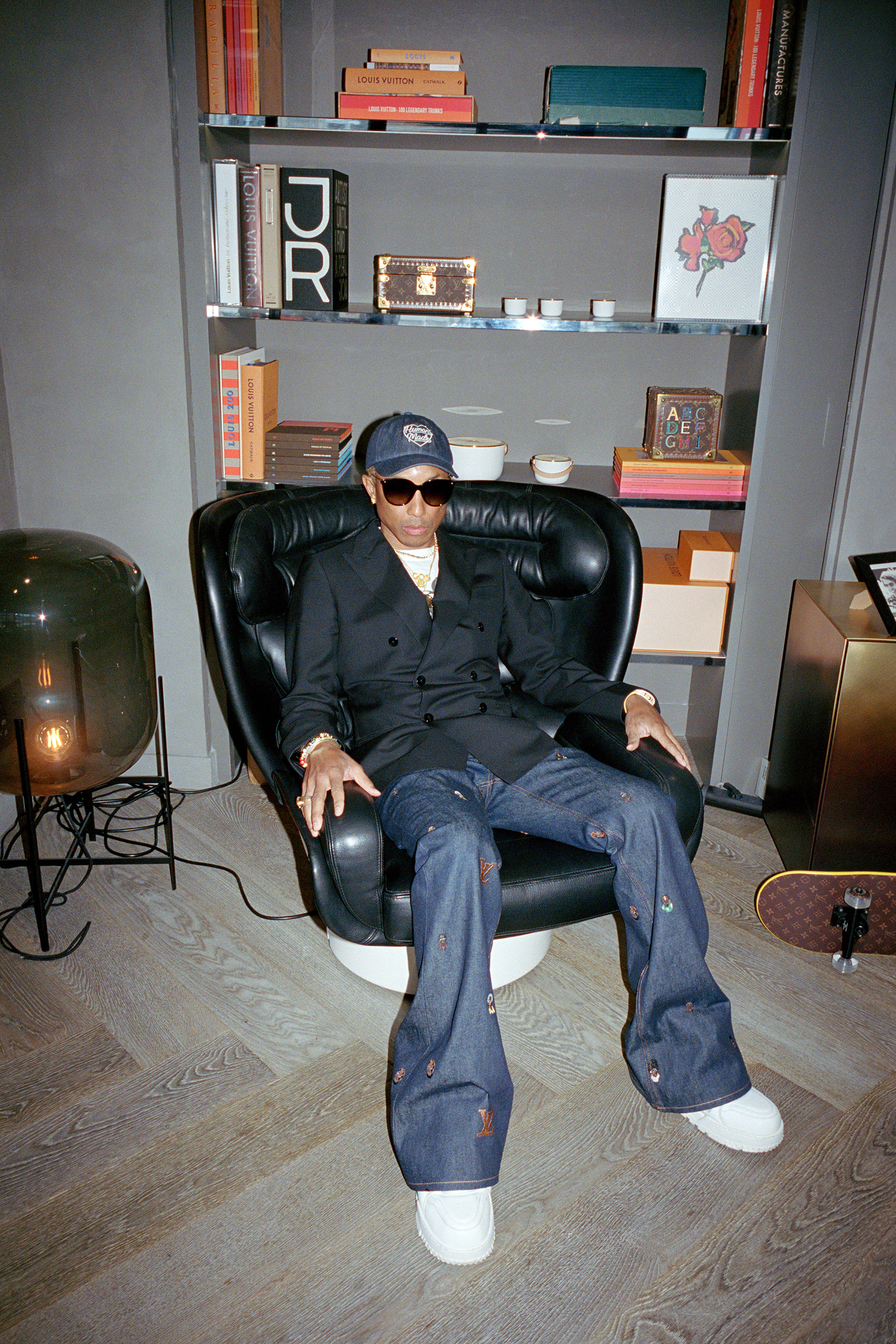 The musician Pharrell Williams in his office at the headquarters of LVMH, the luxury fashion house, in Paris. Photo / Sam Hellmann, The New York Times