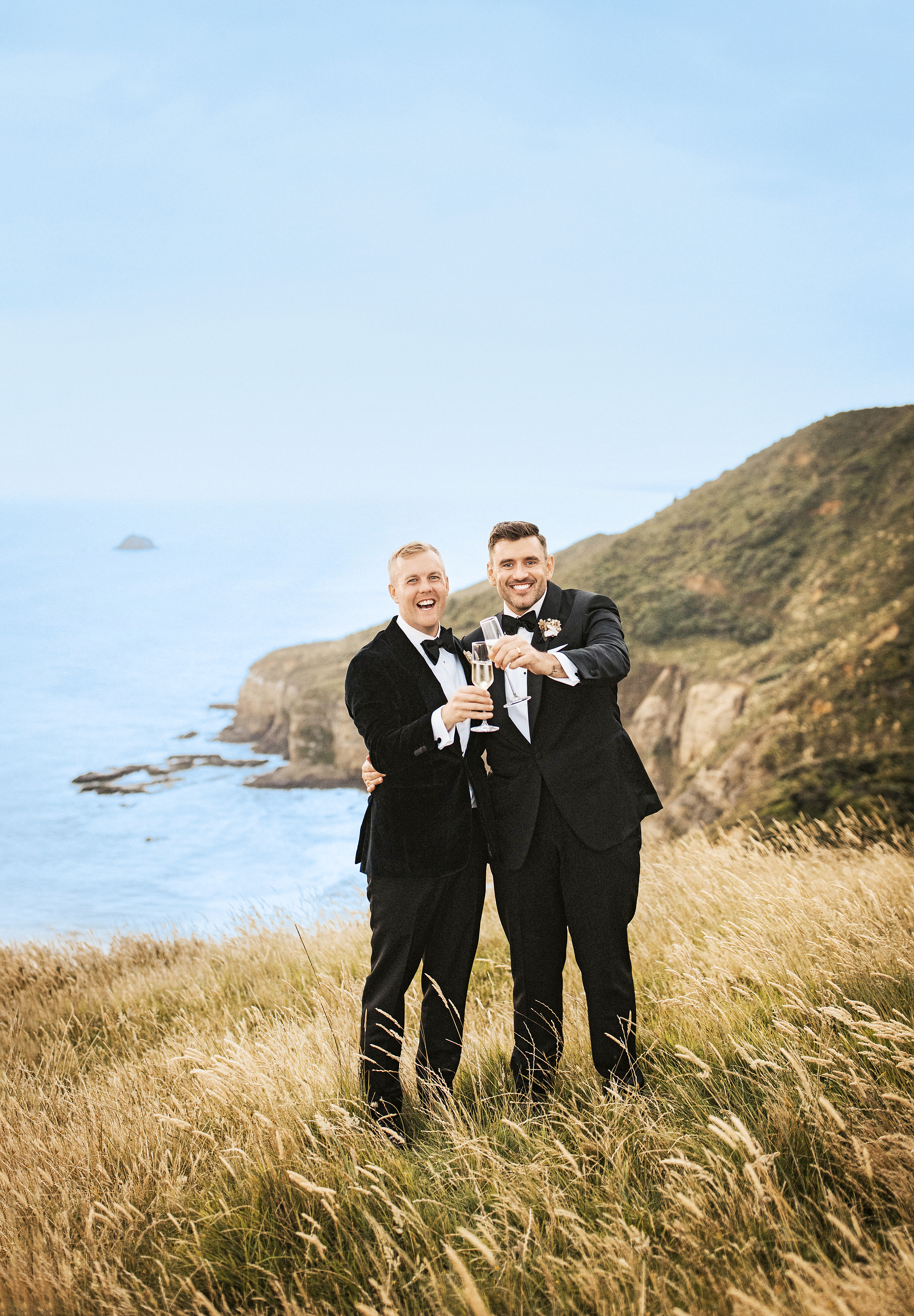 The Breakfast host and real estate agent make a toast to their future together. Photo / Sophie Isabella Photography