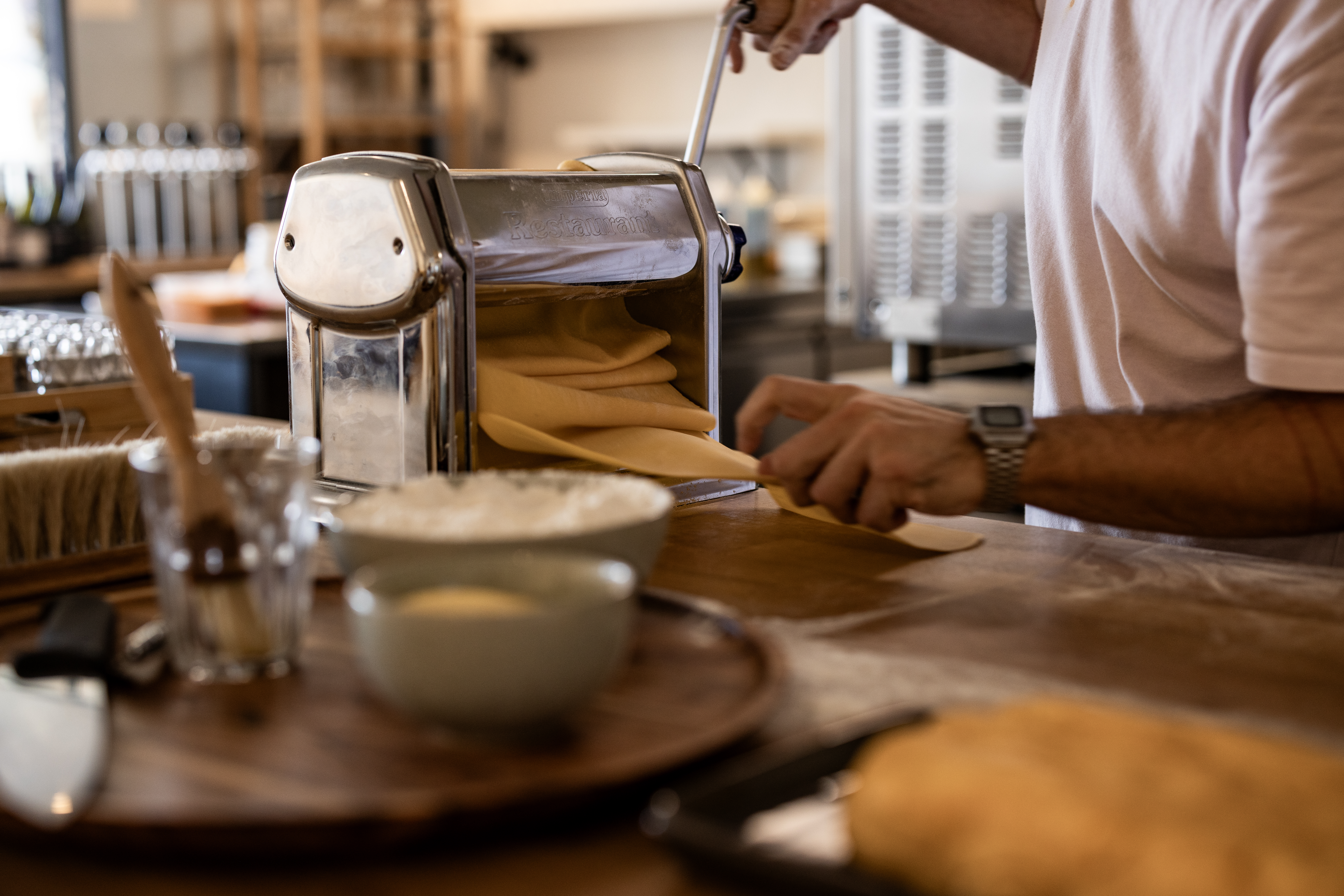 Fresh pasta is rolled at Bianca. Photo / Babiche Martens